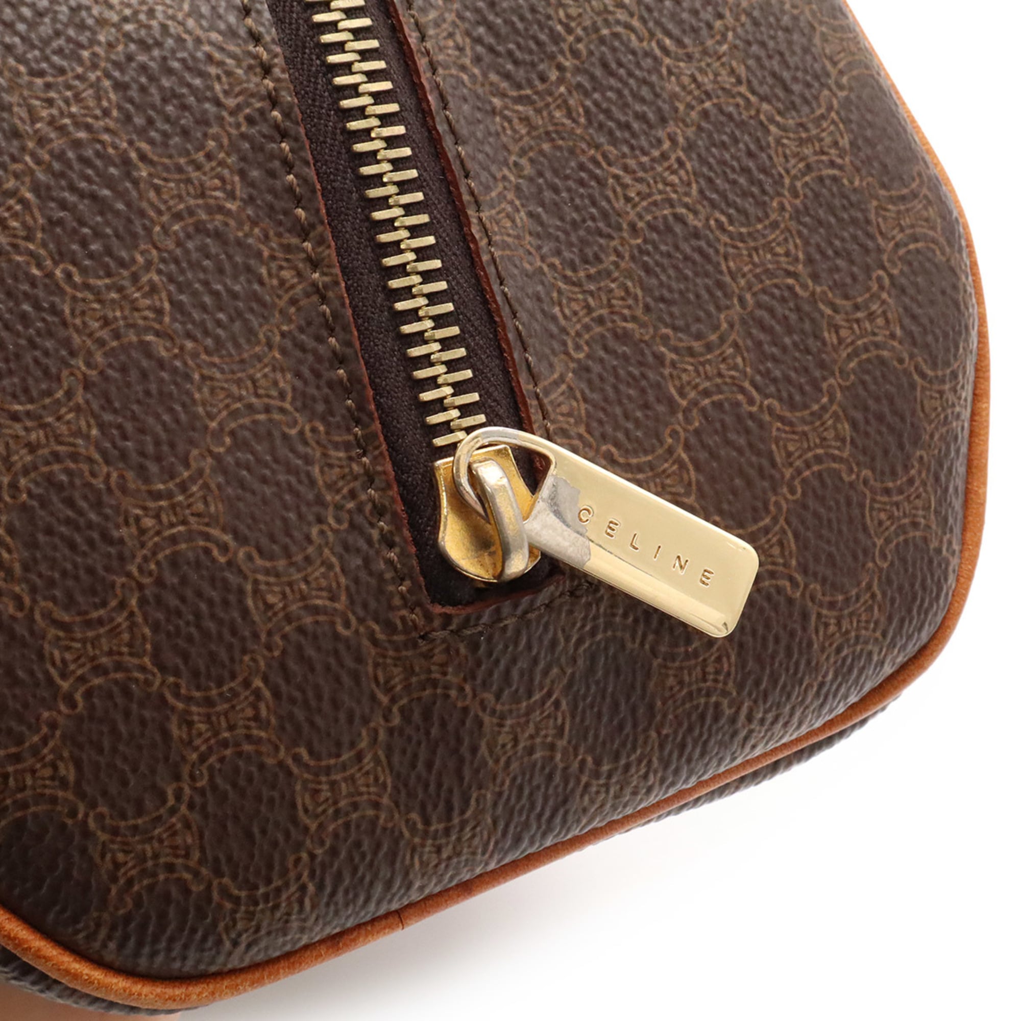 Celine Dark Brown Light Brown Coated Canvas Handbag (Pre-Owned)