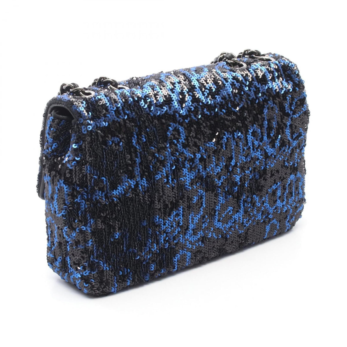 Chanel Black Blue Leather Spangles Handbag Shoulder Bag (Pre-Owned)