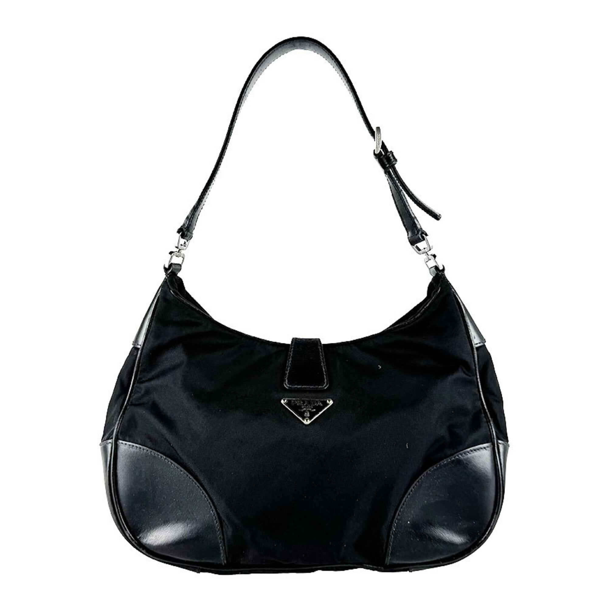 Prada Black Nylon Leather Handbag (Pre-Owned)