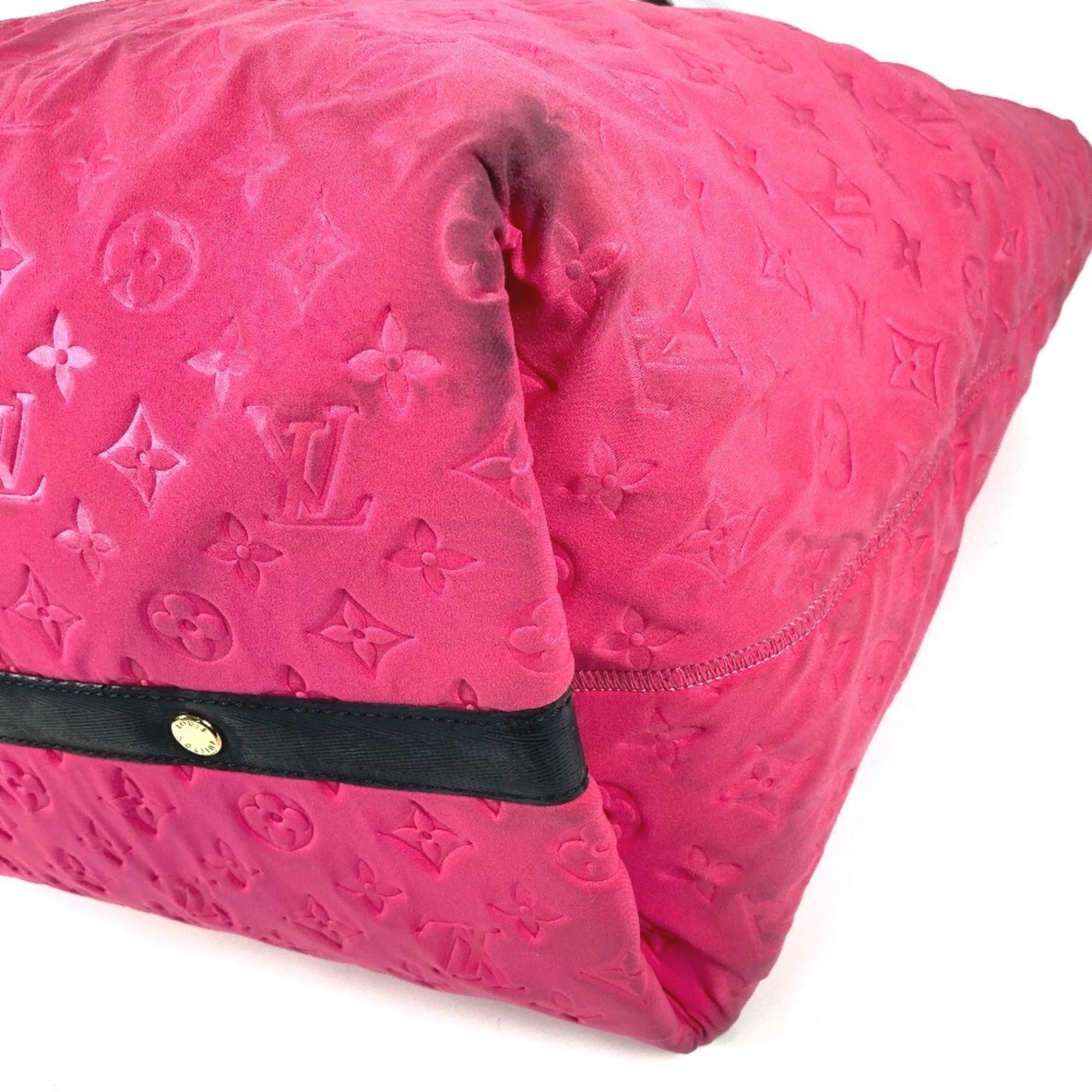 Louis Vuitton Black Pink Microfiber Shoulder Bag Tote Bag (Pre-Owned)