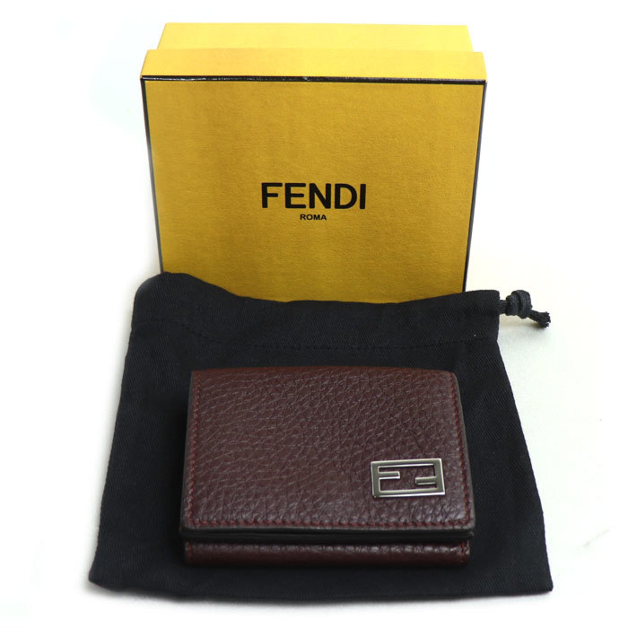 Fendi Bordeaux Leather Wallet (Tri-Fold) (Pre-Owned)
