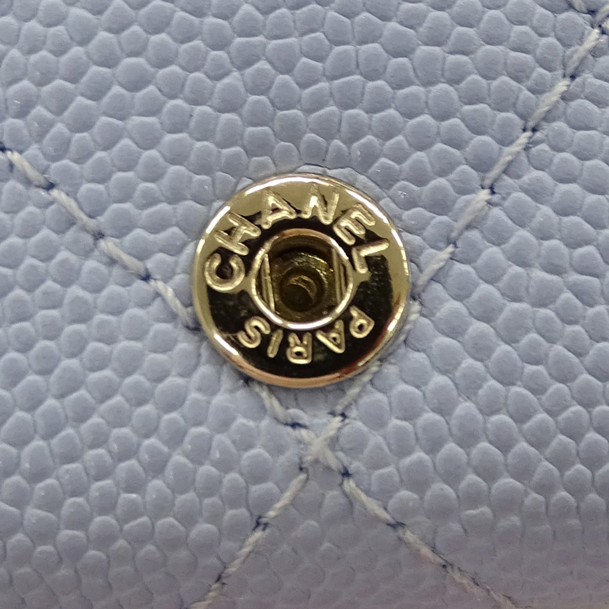 Chanel Light Blue Grained Calfskin Wallet (Tri-Fold) (Pre-Owned)