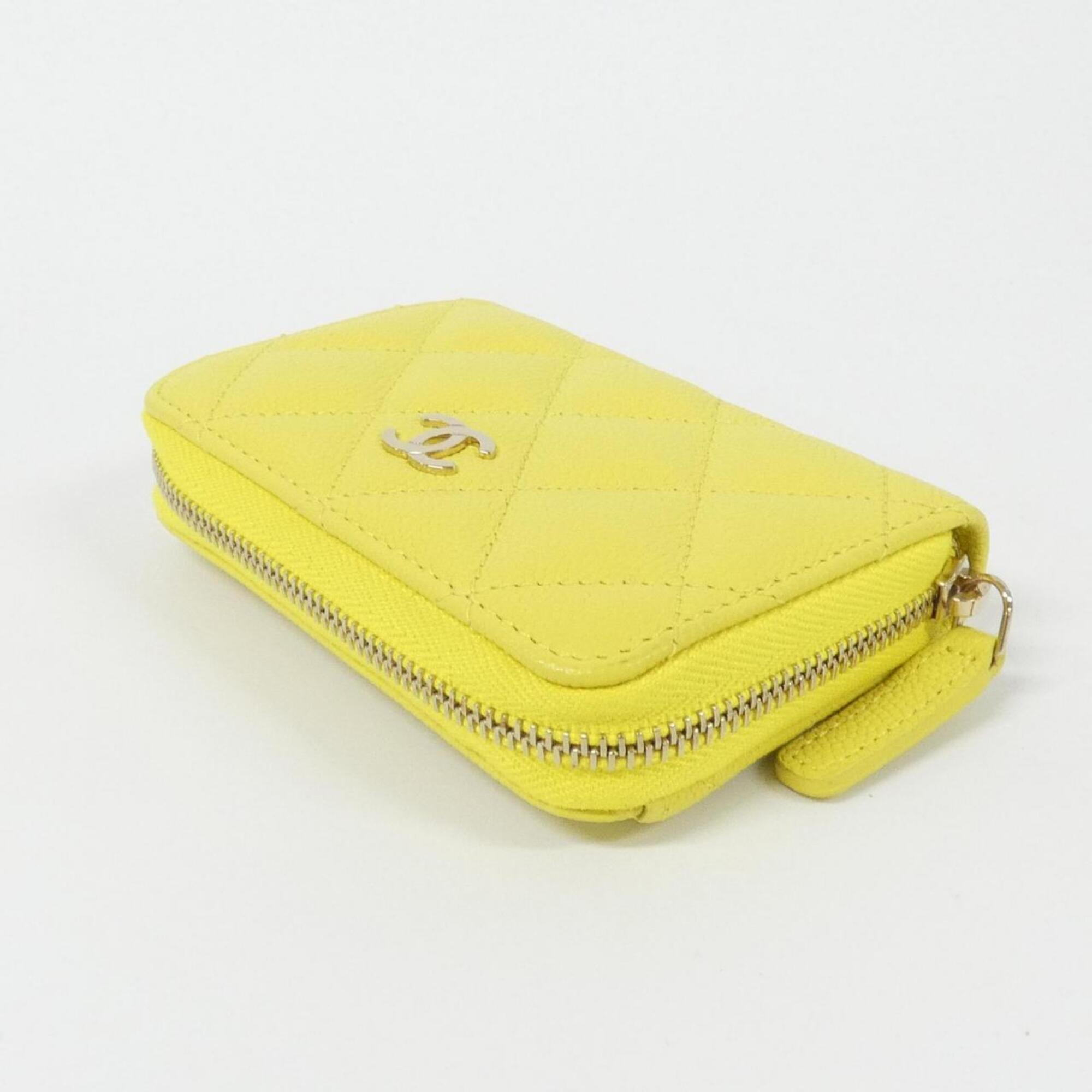 Chanel Yellow Grained Calfskin Coin Purse/Coin Case (Pre-Owned)