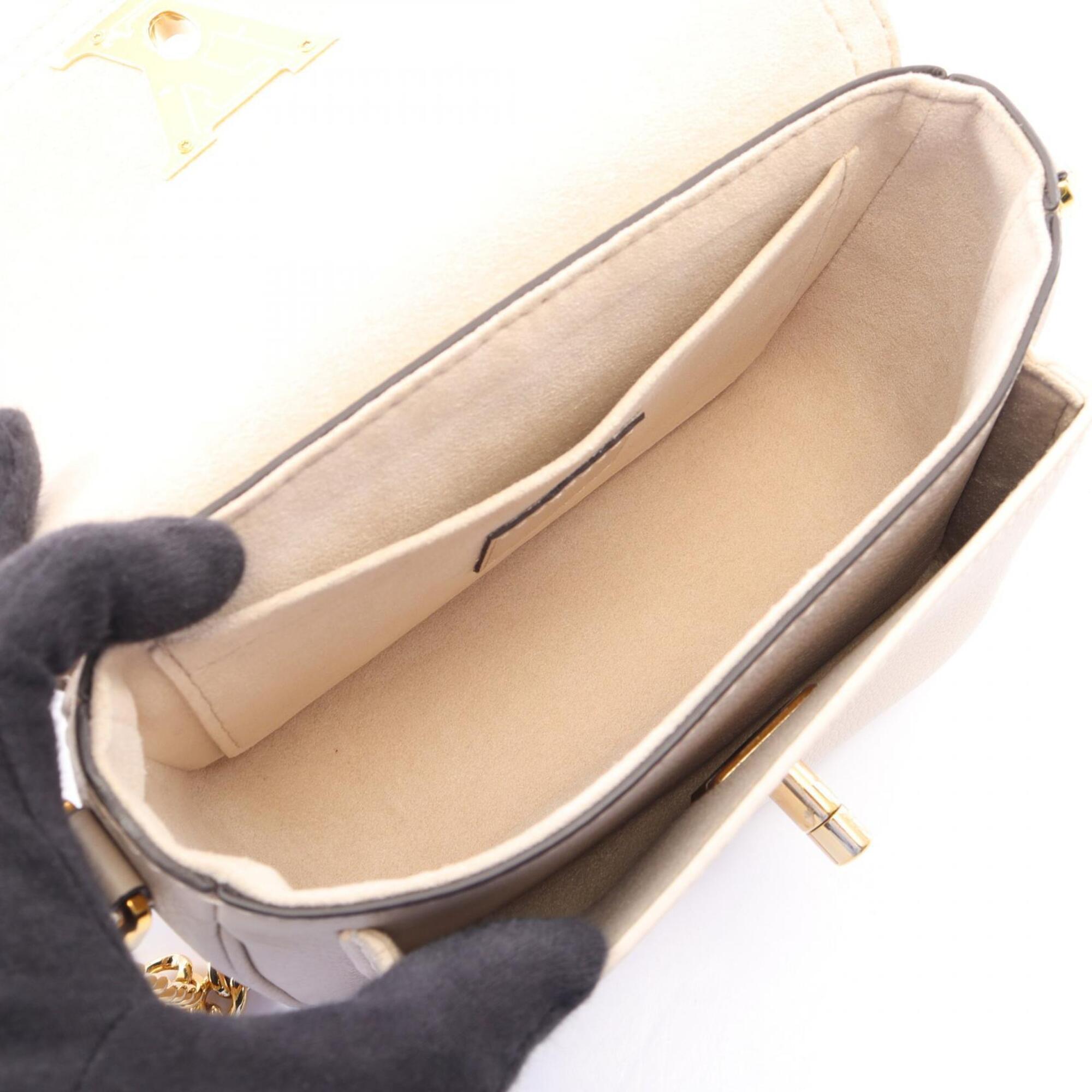 Louis Vuitton Beige Grayish White Leather Handbag (Pre-Owned)