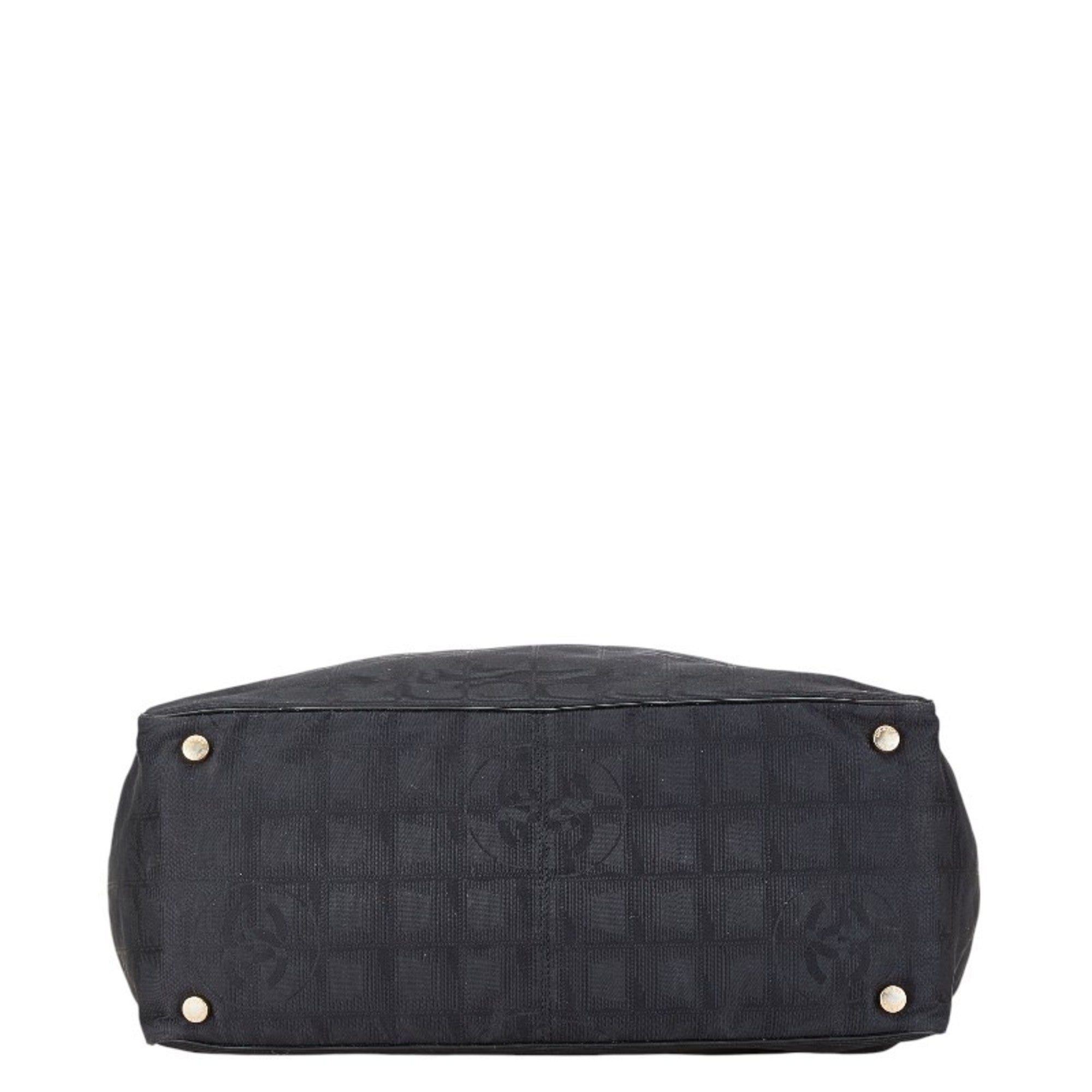 Chanel New Travel Line Black Nylon Leather Tote Bag (Pre-Owned)