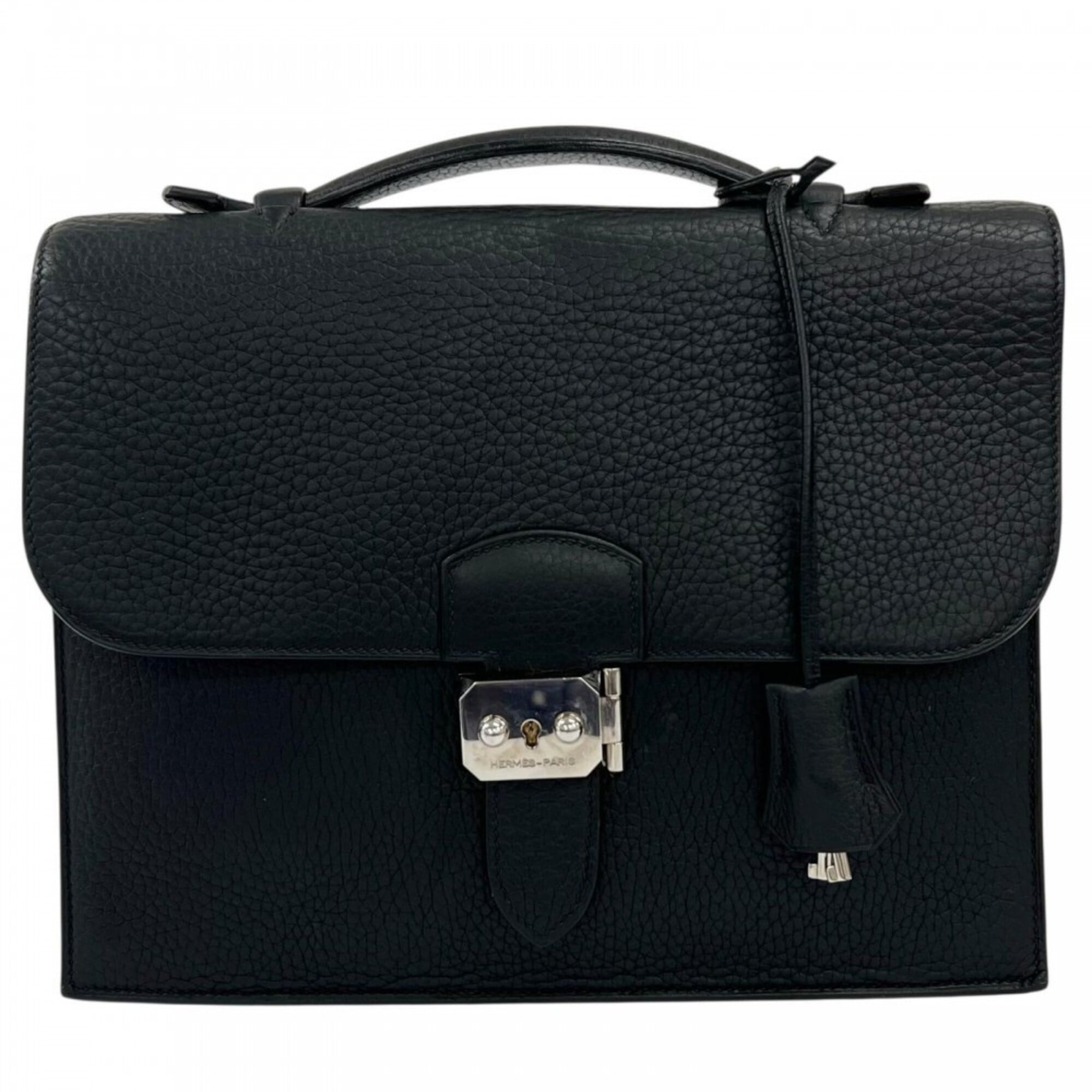 Hermes Black Leather Handbag (Pre-Owned)