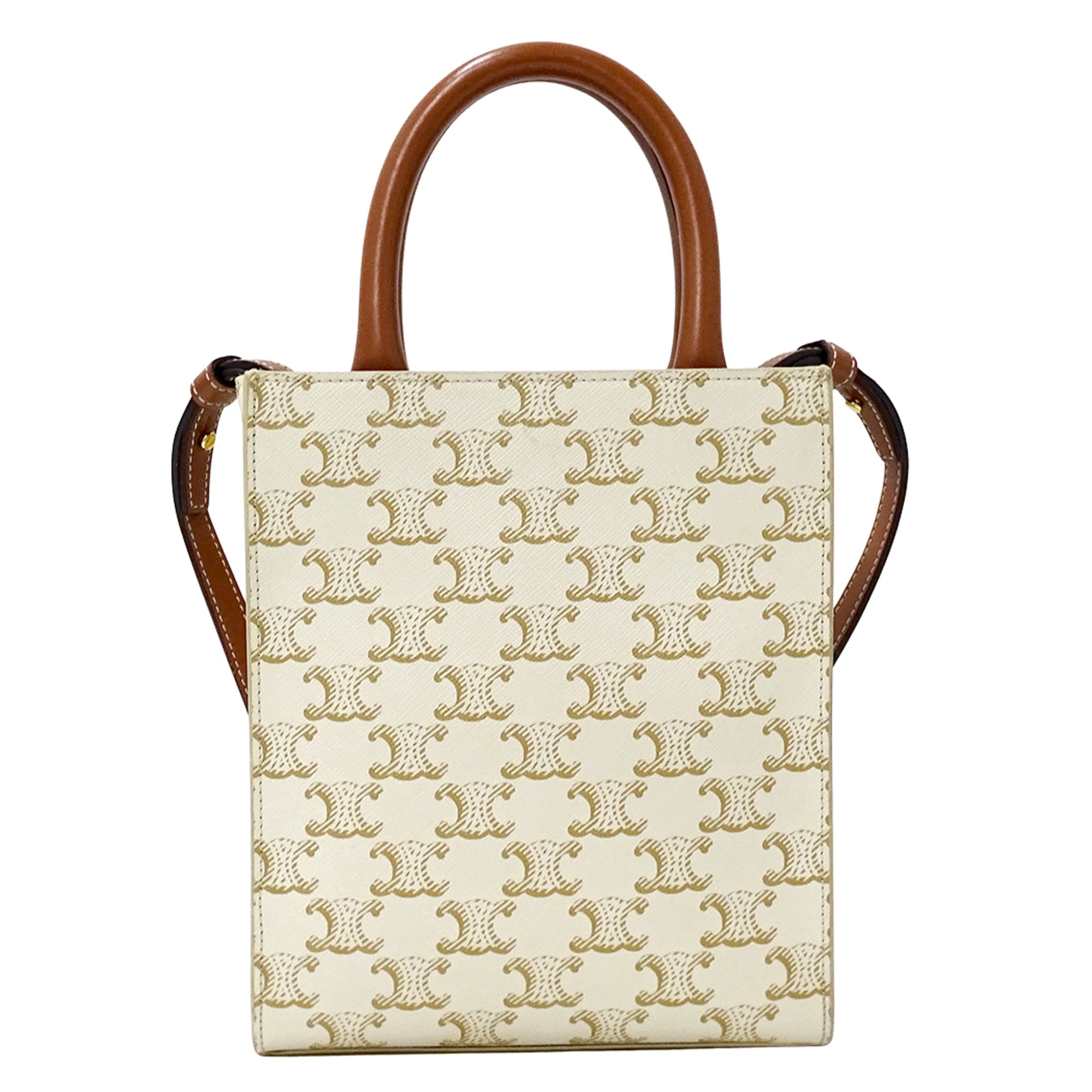 Celine Brown White Handbag Shoulder Bag (Pre-Owned)