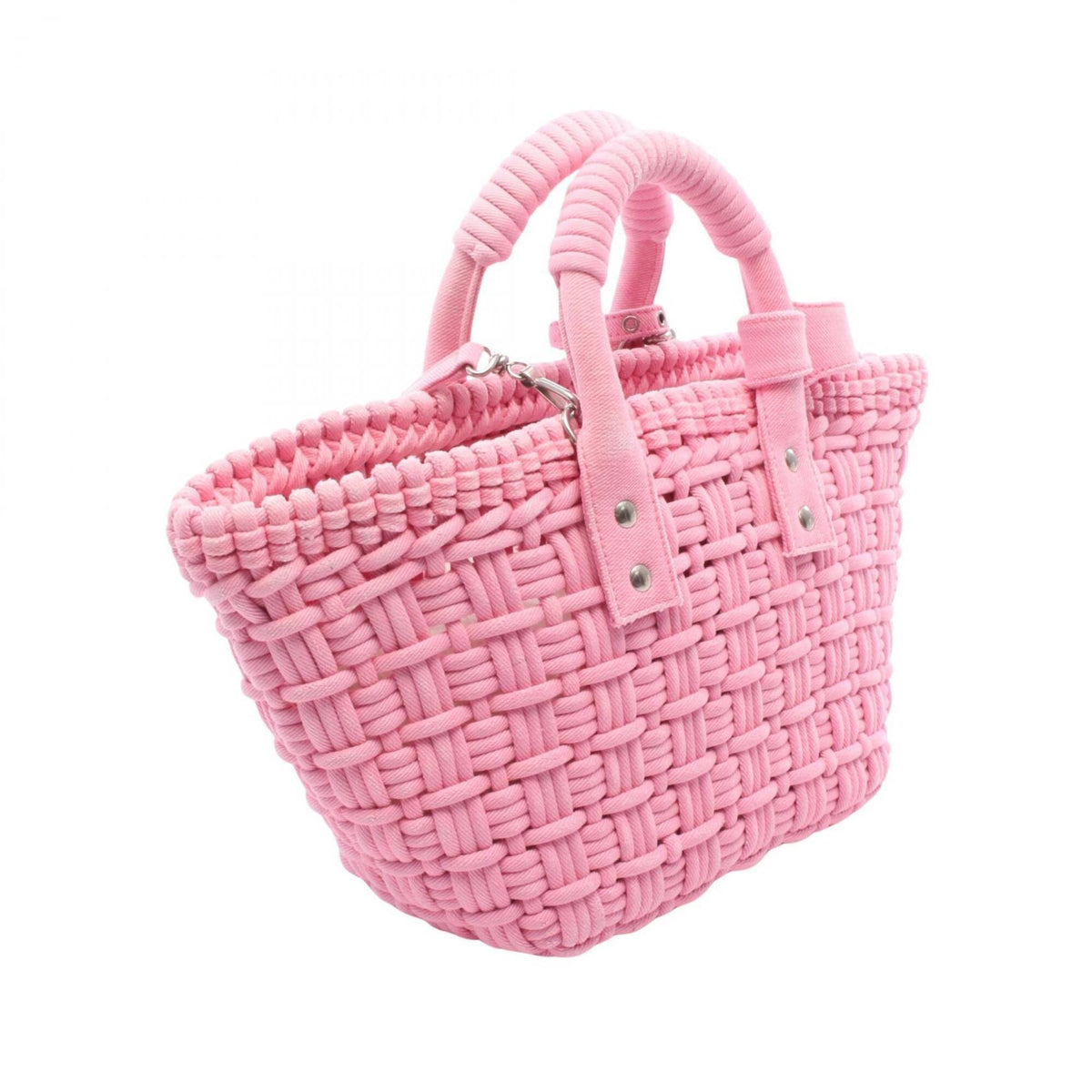 Balenciaga Pink Canvas Basket Handbag Tote Bag (Pre-Owned)