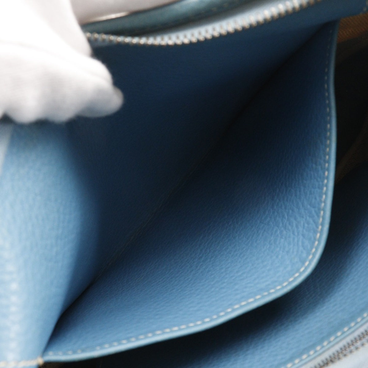 Hermes Trim Blue Natural Toile H Shoulder Bag (Pre-Owned)