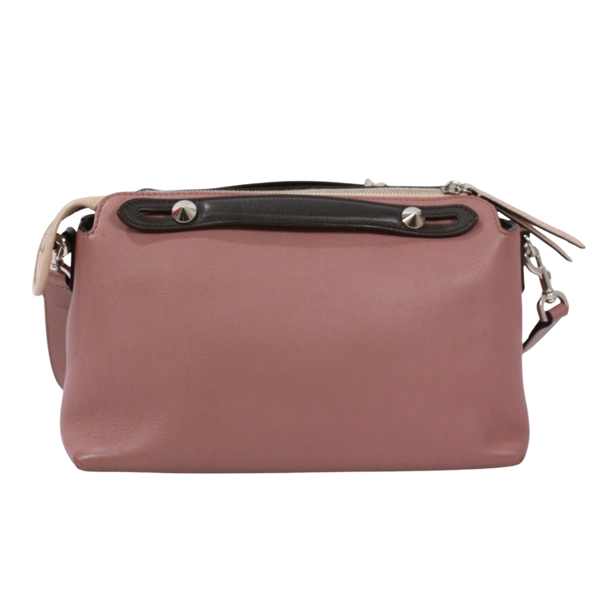 Fendi Black Ivory Pink Leather Handbag Shoulder Bag (Pre-Owned)