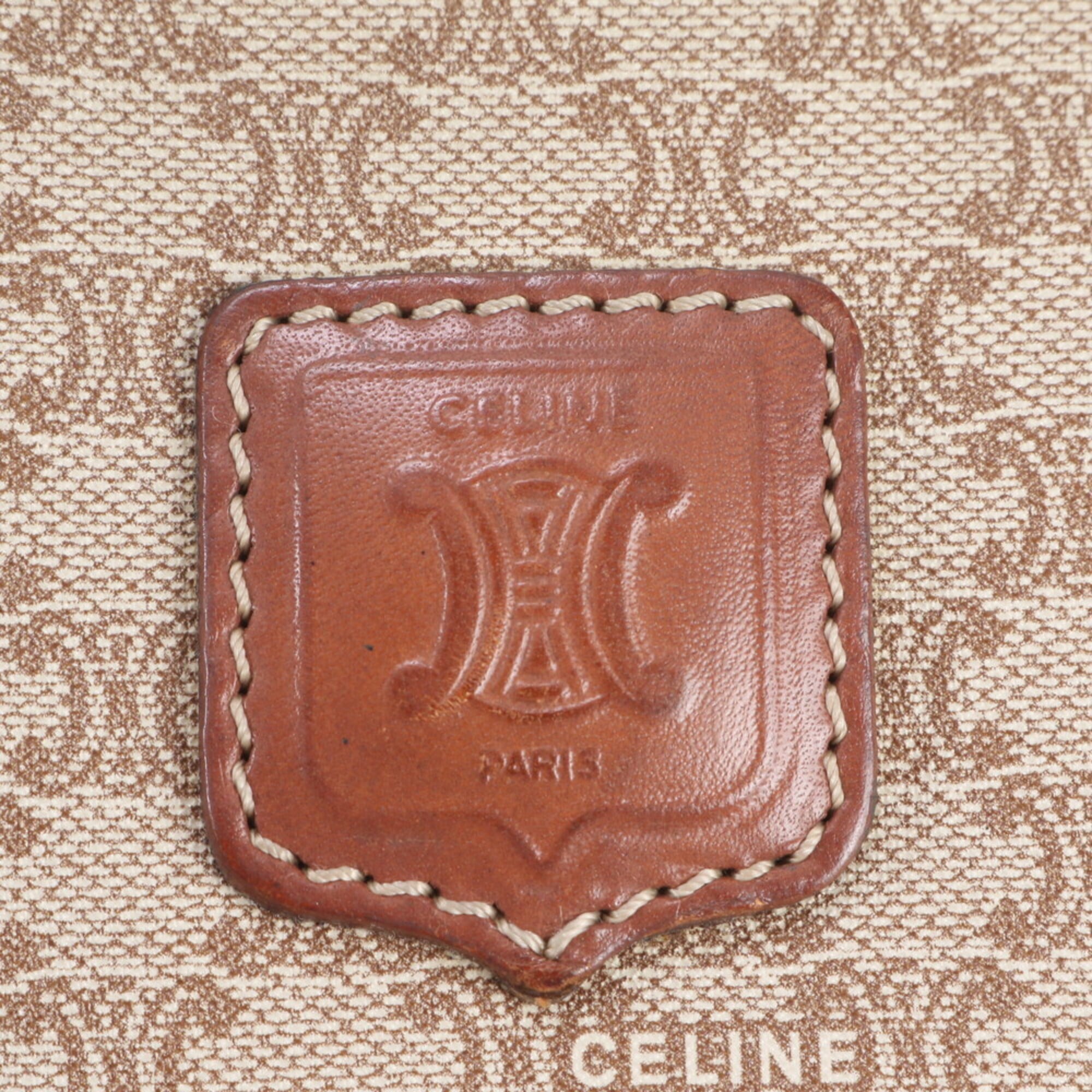 Celine Macadam Brown Coated Canvas Leather Clutch Bag Handbag Pouch (Pre-Owned)