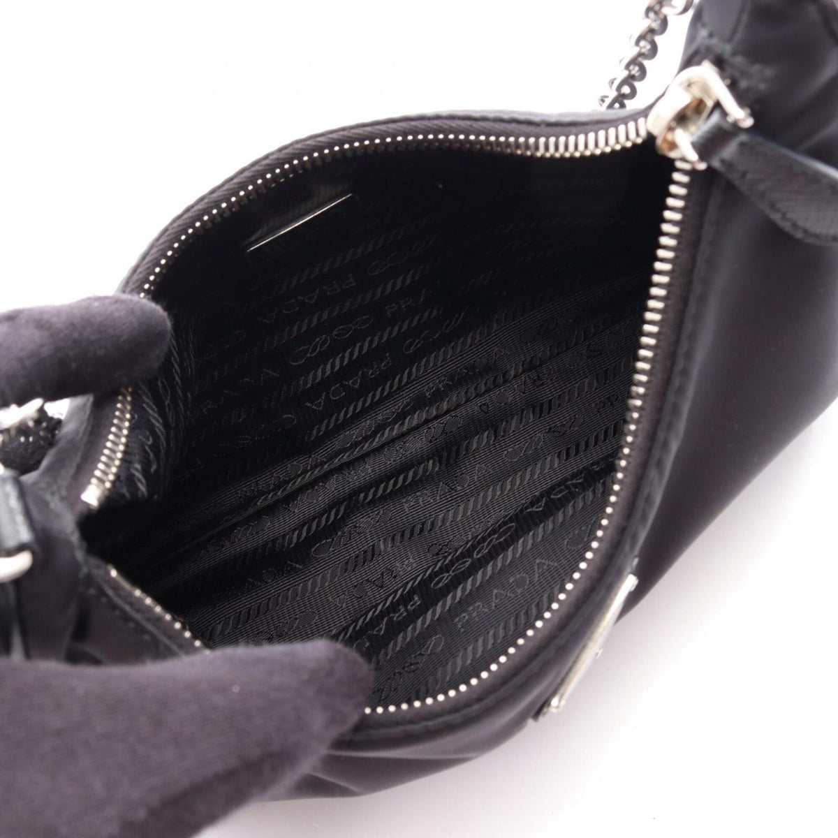 Prada Black Nylon Saffiano Triangle Handbag Shoulder Bag (Pre-Owned)
