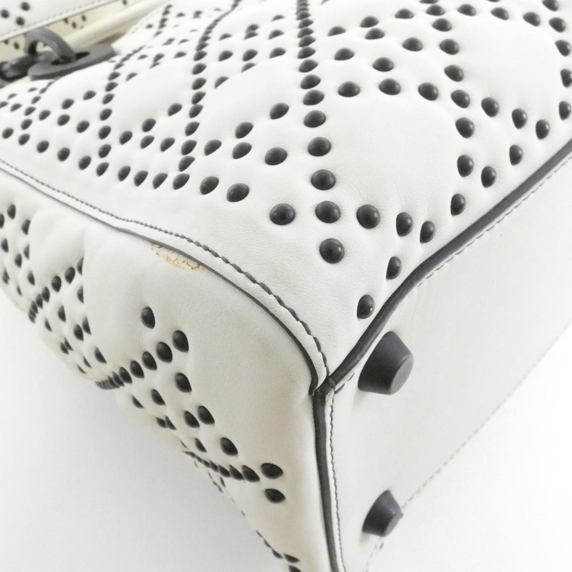 Christian Dior Black White Leather Handbag (Pre-Owned)