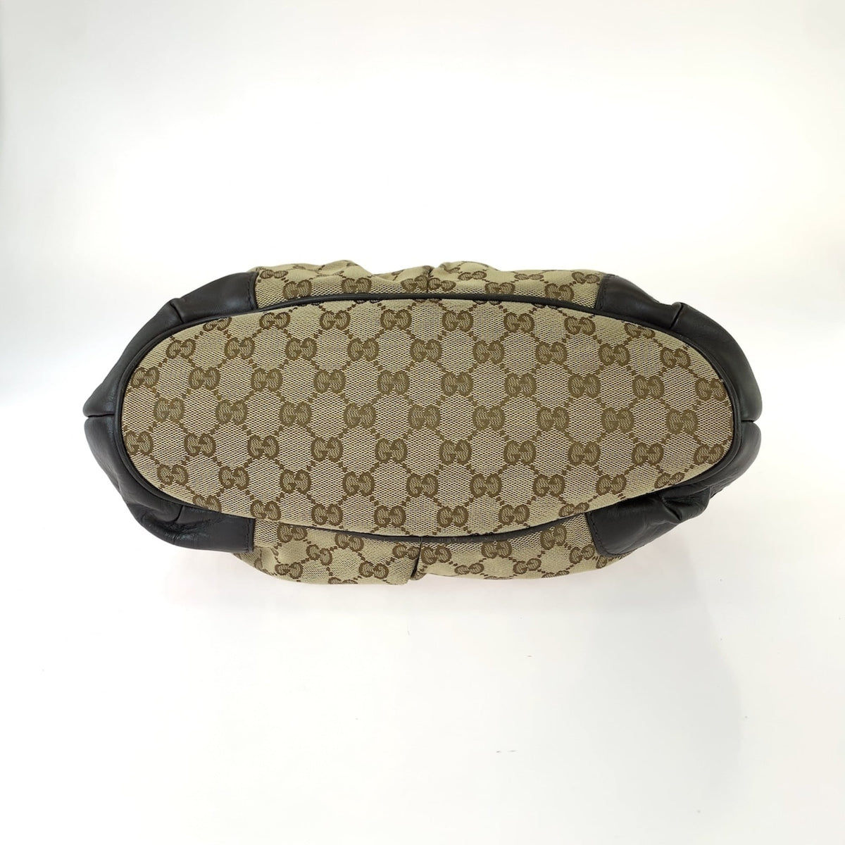Gucci Gg Canvas Beige Brown Gg Canvas Leather Shoulder Bag Tote Bag (Pre-Owned)