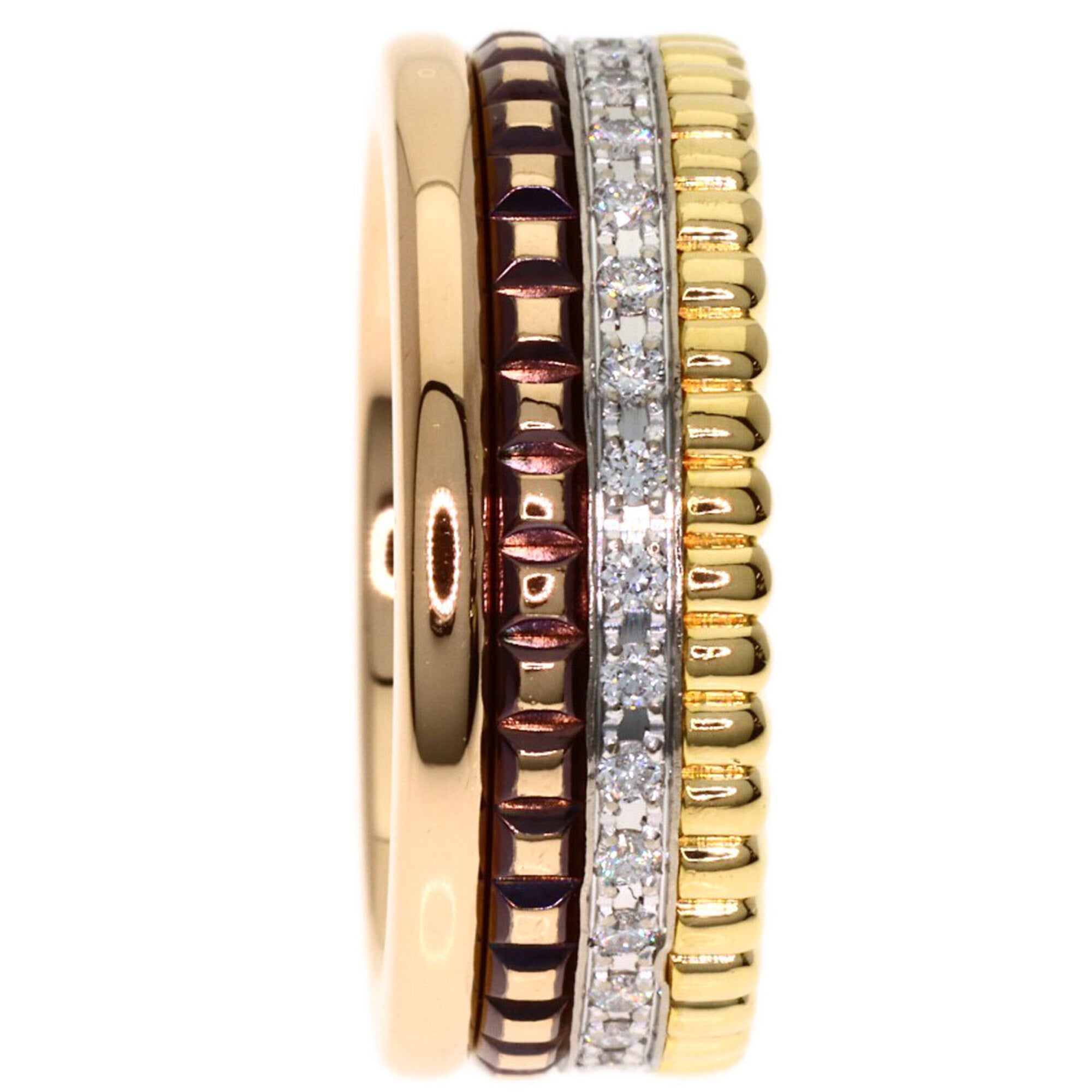 Boucheron Pink Gold White Gold Yellow Gold Yellow Gold (18K) Pink Gold (18K) White Gold (18K) Band Ring (Pre-Owned)