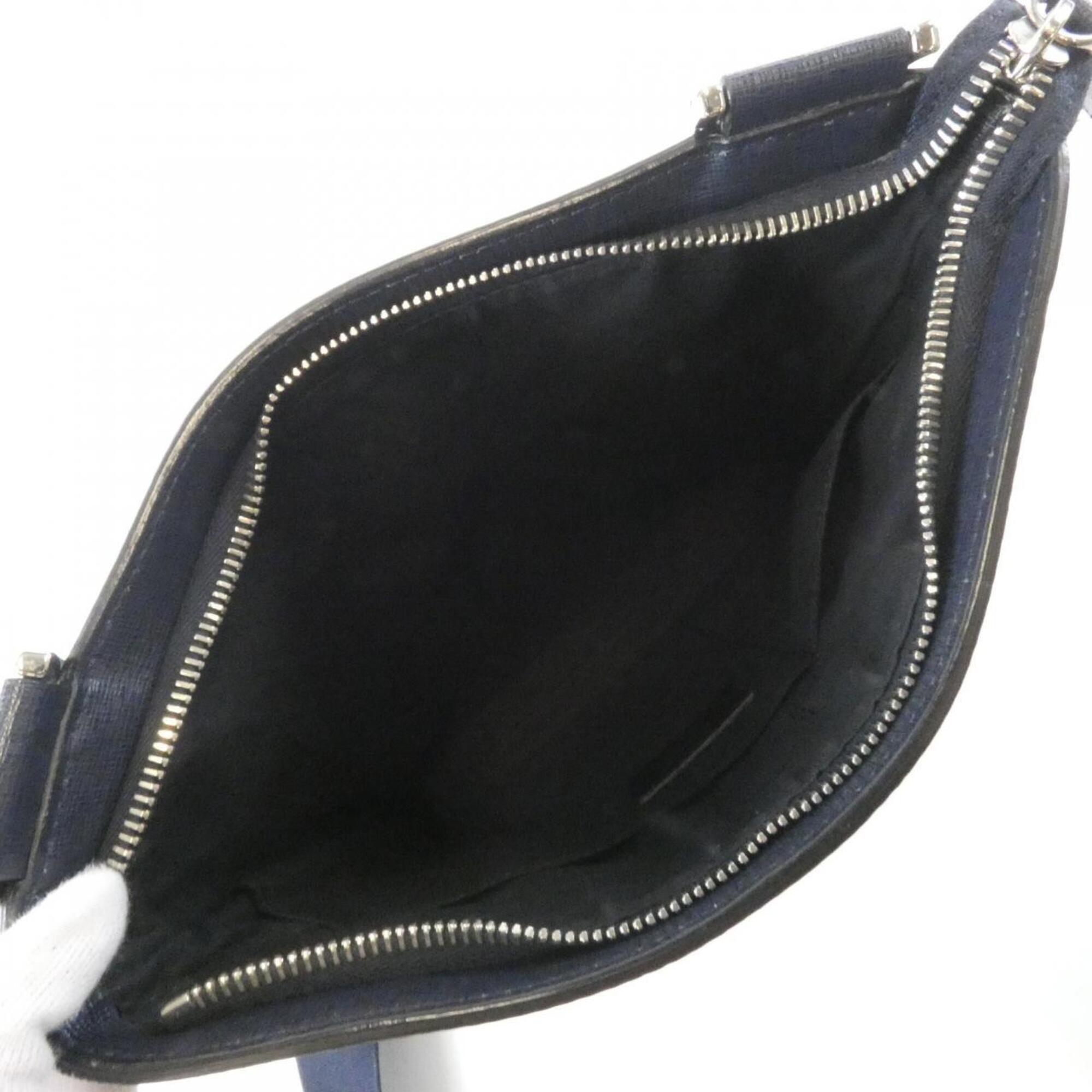 Fendi Black Gray Leather Shoulder Bag (Pre-Owned)