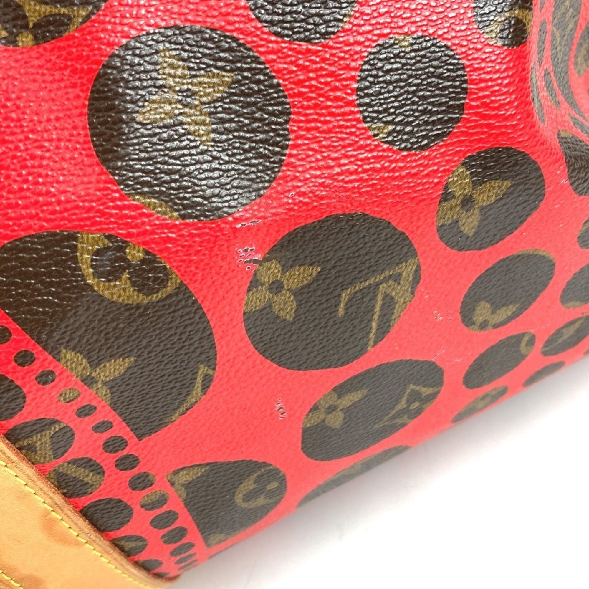 Louis Vuitton Red Color Monogram Canvas Boston Bag Shoulder Bag (Pre-Owned)