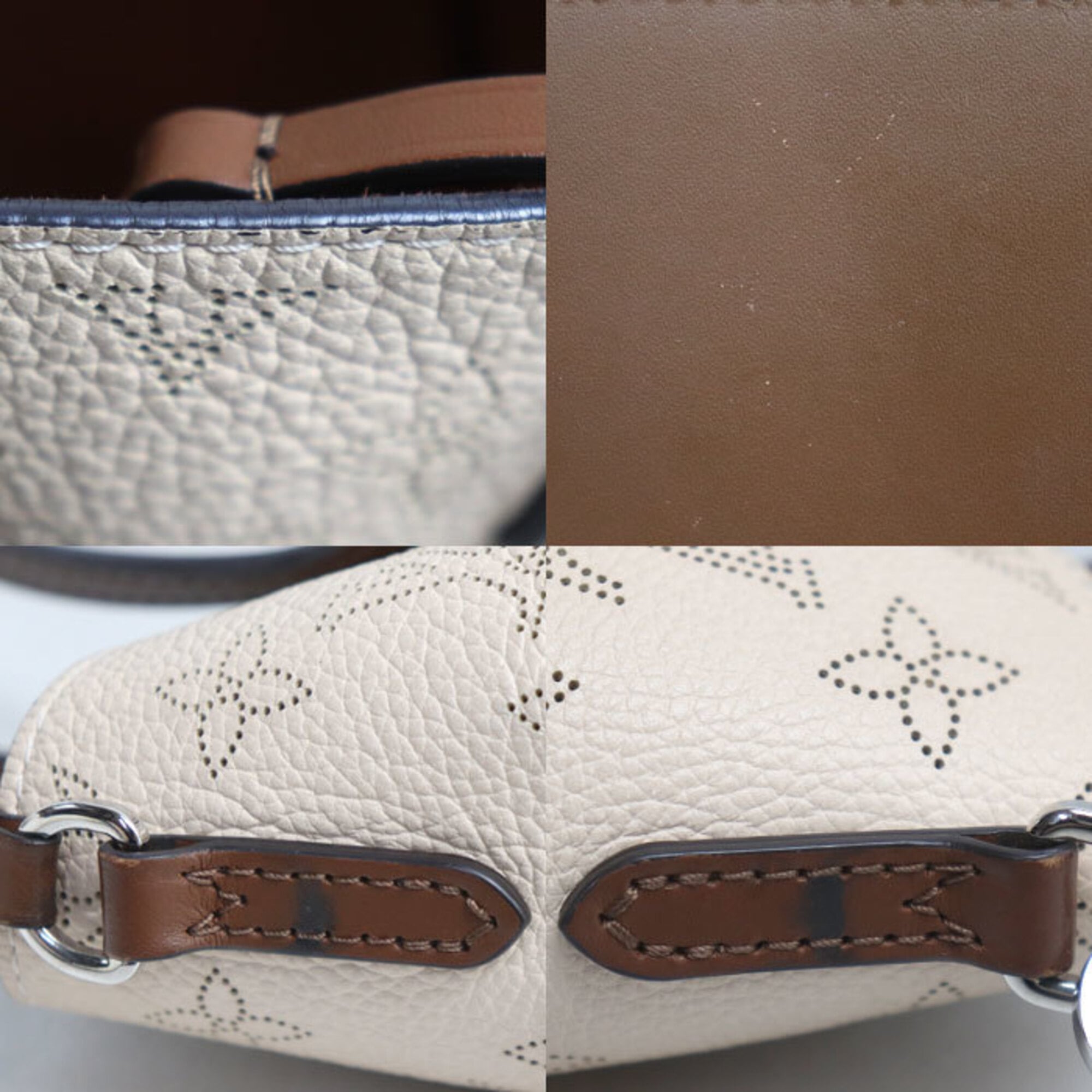 Louis Vuitton Beige Brown Mahina Leather Pouch Shoulder Bag (Pre-Owned)
