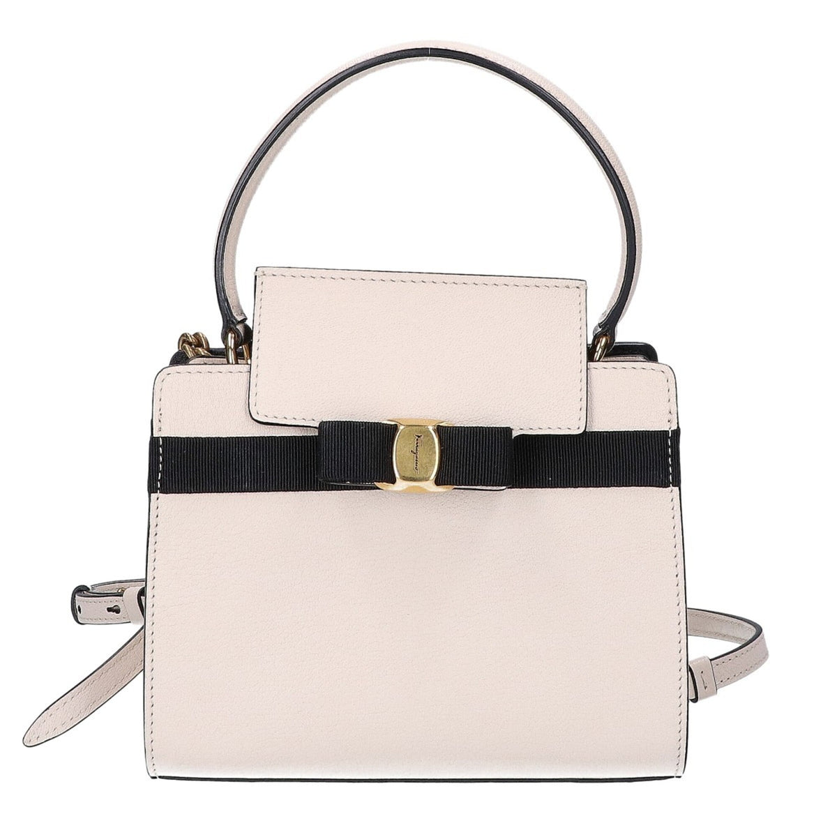 Salvatore Ferragamo Ivory Leather Handbag Shoulder Bag (Pre-Owned)