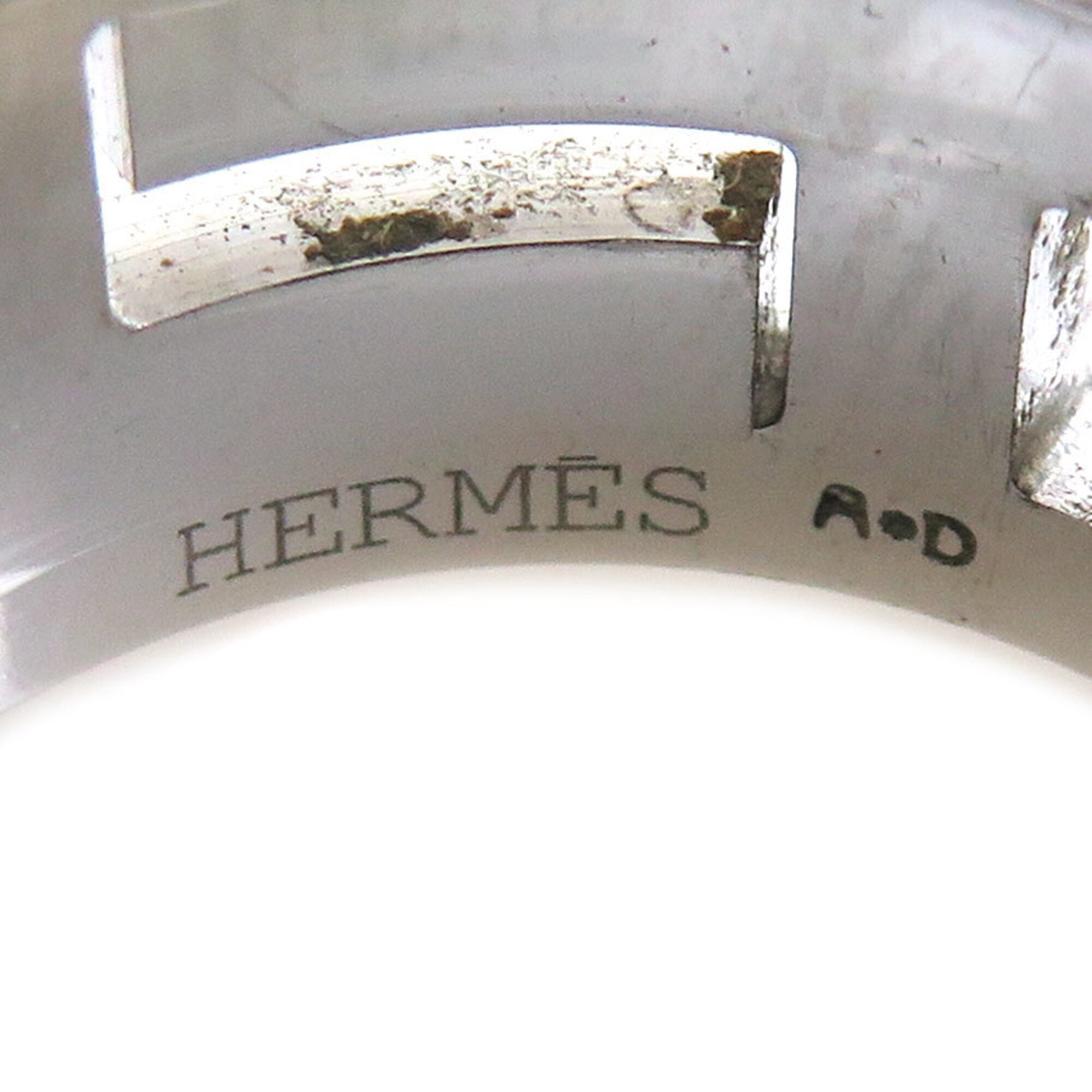 Hermes Silver Pink Enamel Silver 925 Band Ring (Pre-Owned)