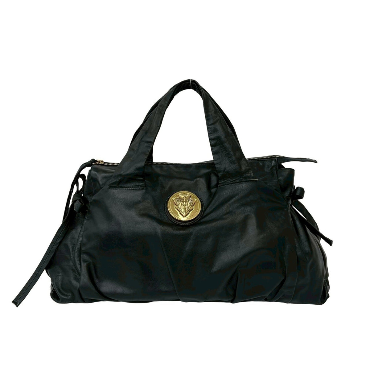 Gucci Black Leather Boston Bag Handbag (Pre-Owned)