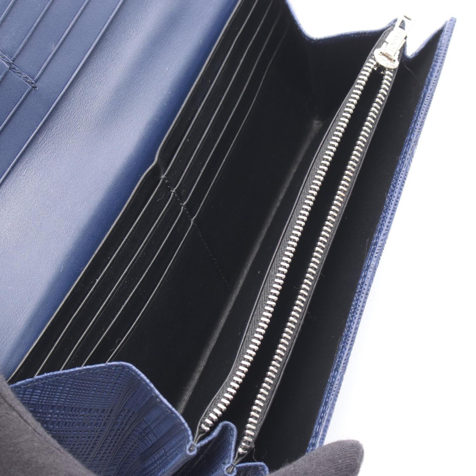 Loewe Navy Leather Long Wallet (Bi-Fold) (Pre-Owned)