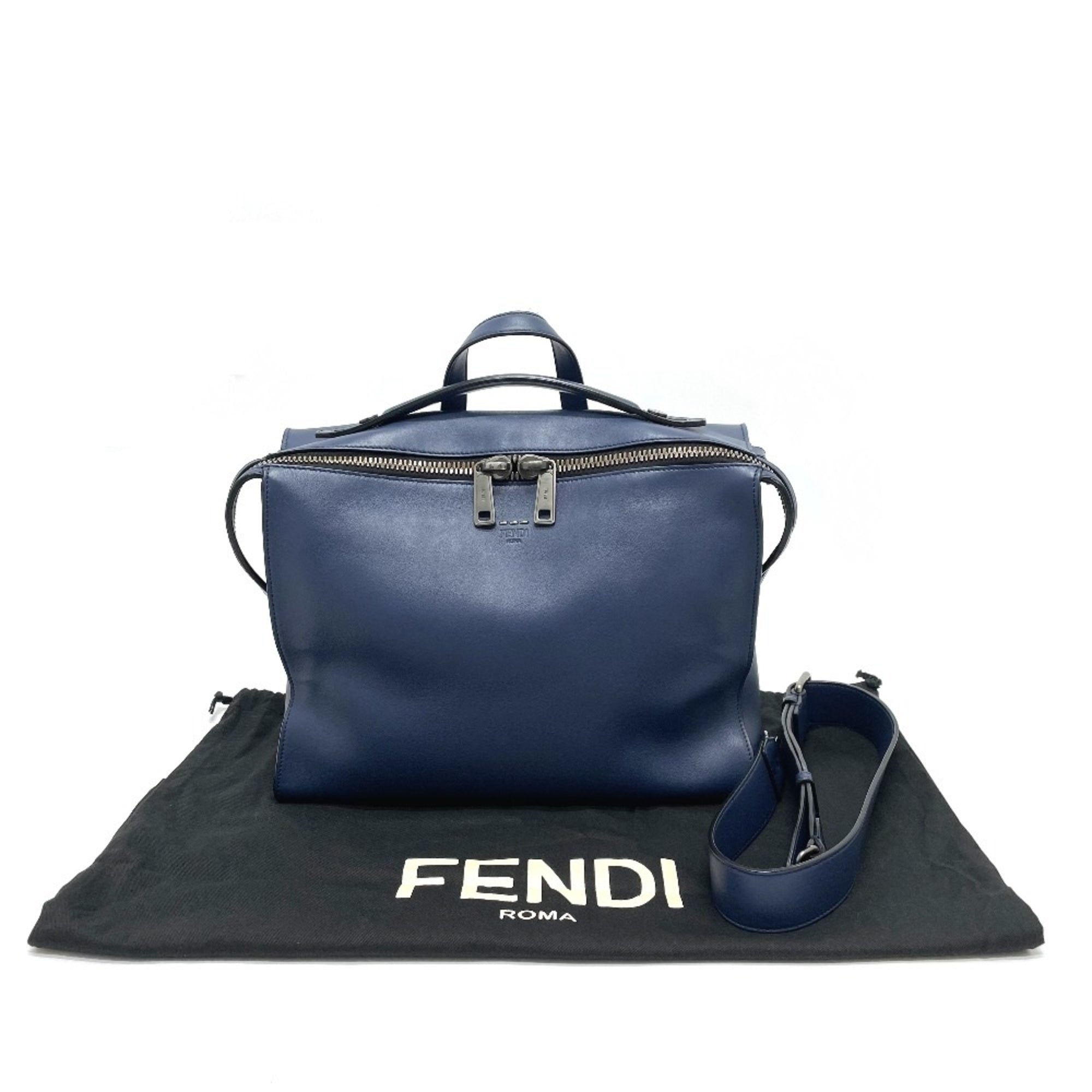 Fendi Navy Leather Briefcase (Pre-Owned)