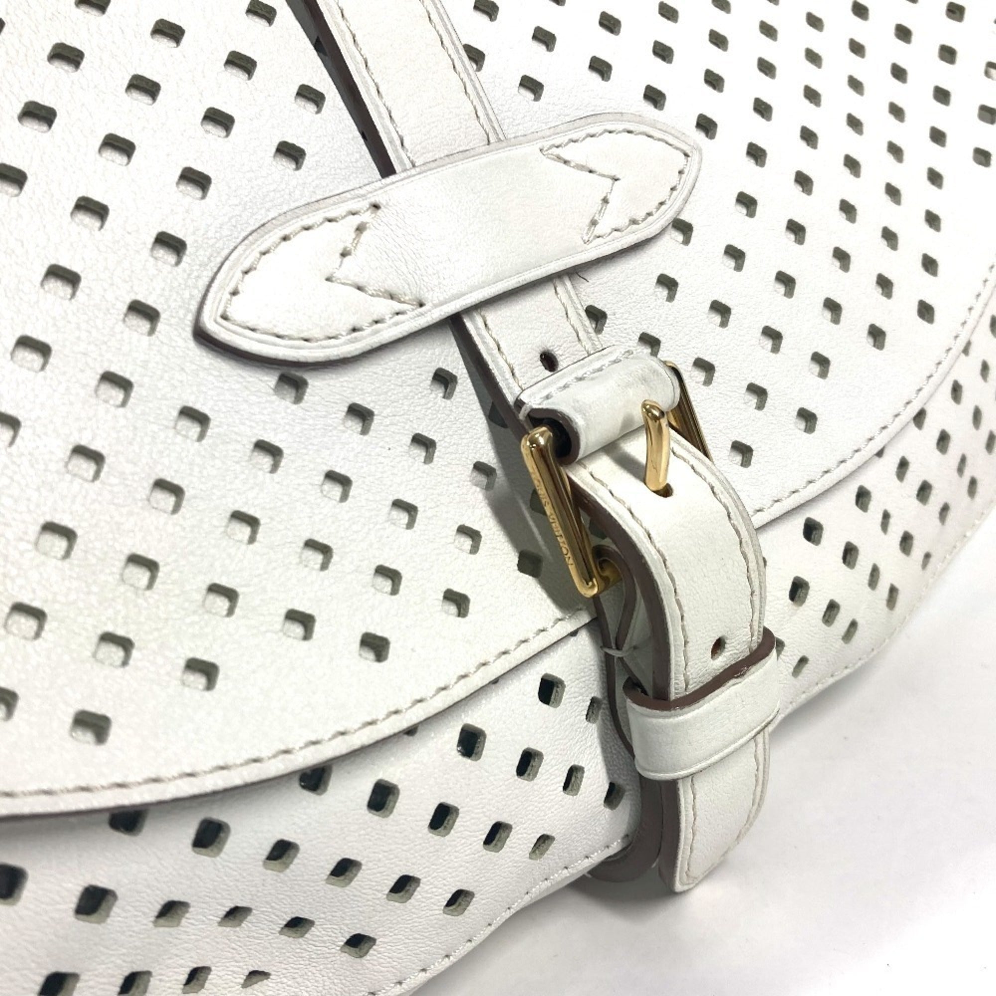 Louis Vuitton White Leather Messenger Bag Shoulder Bag (Pre-Owned)