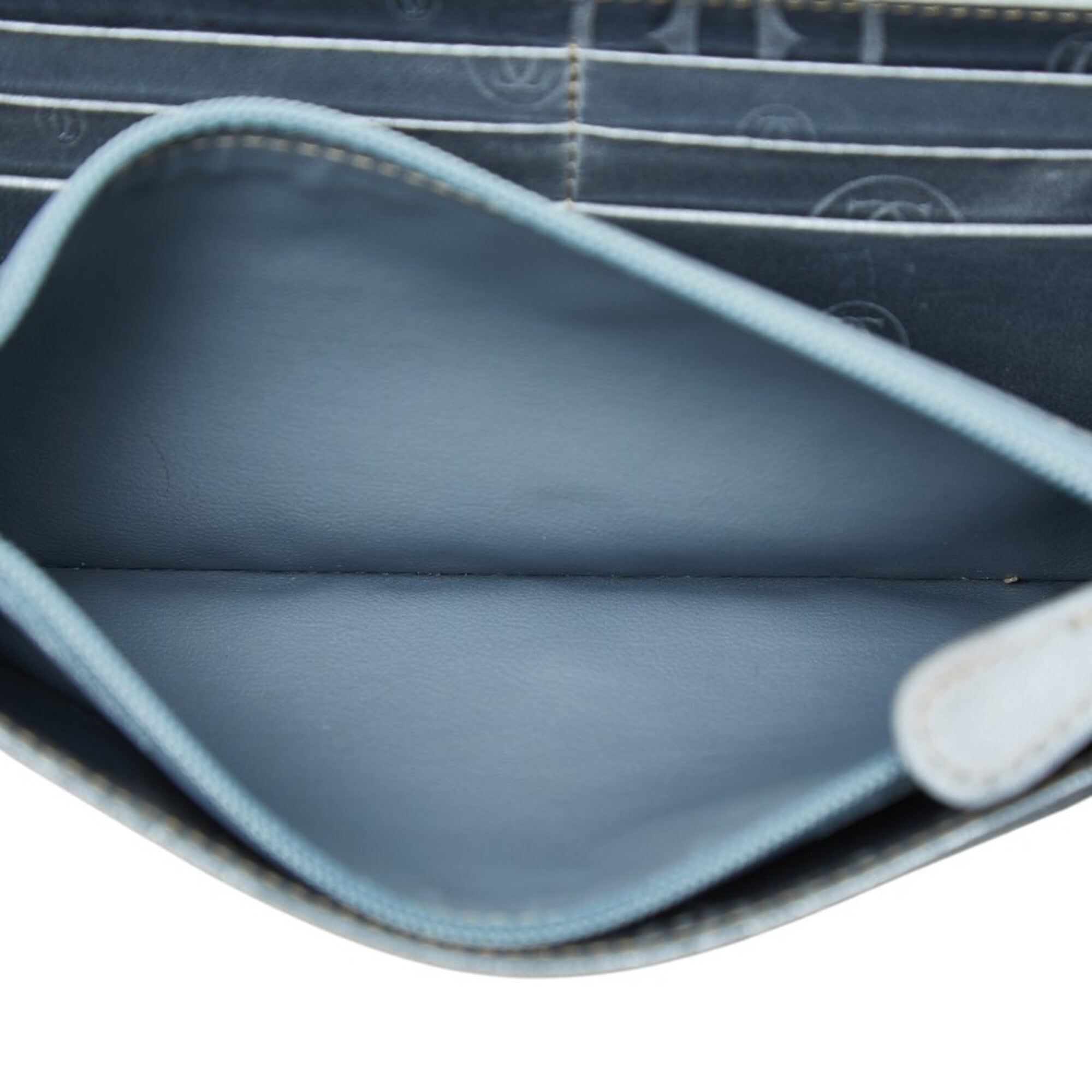 Cartier Happy Birthday Metallic Blue Leather Long Wallet (Bi-Fold) (Pre-Owned)