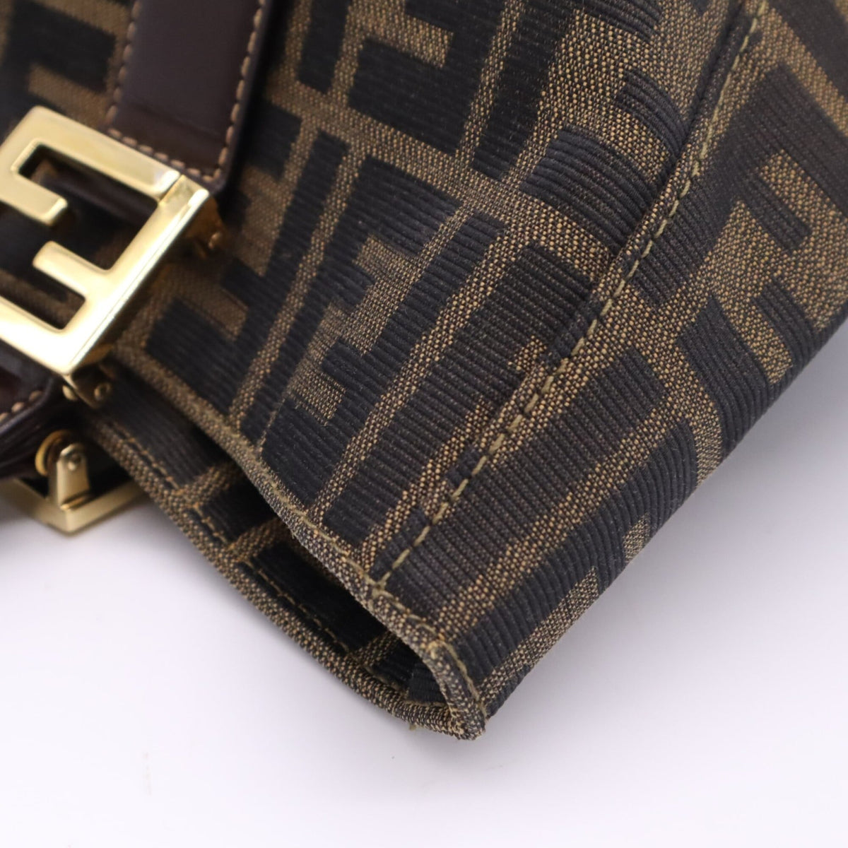 Fendi Zucca Brown Canvas Leather Handbag Tote Bag (Pre-Owned)