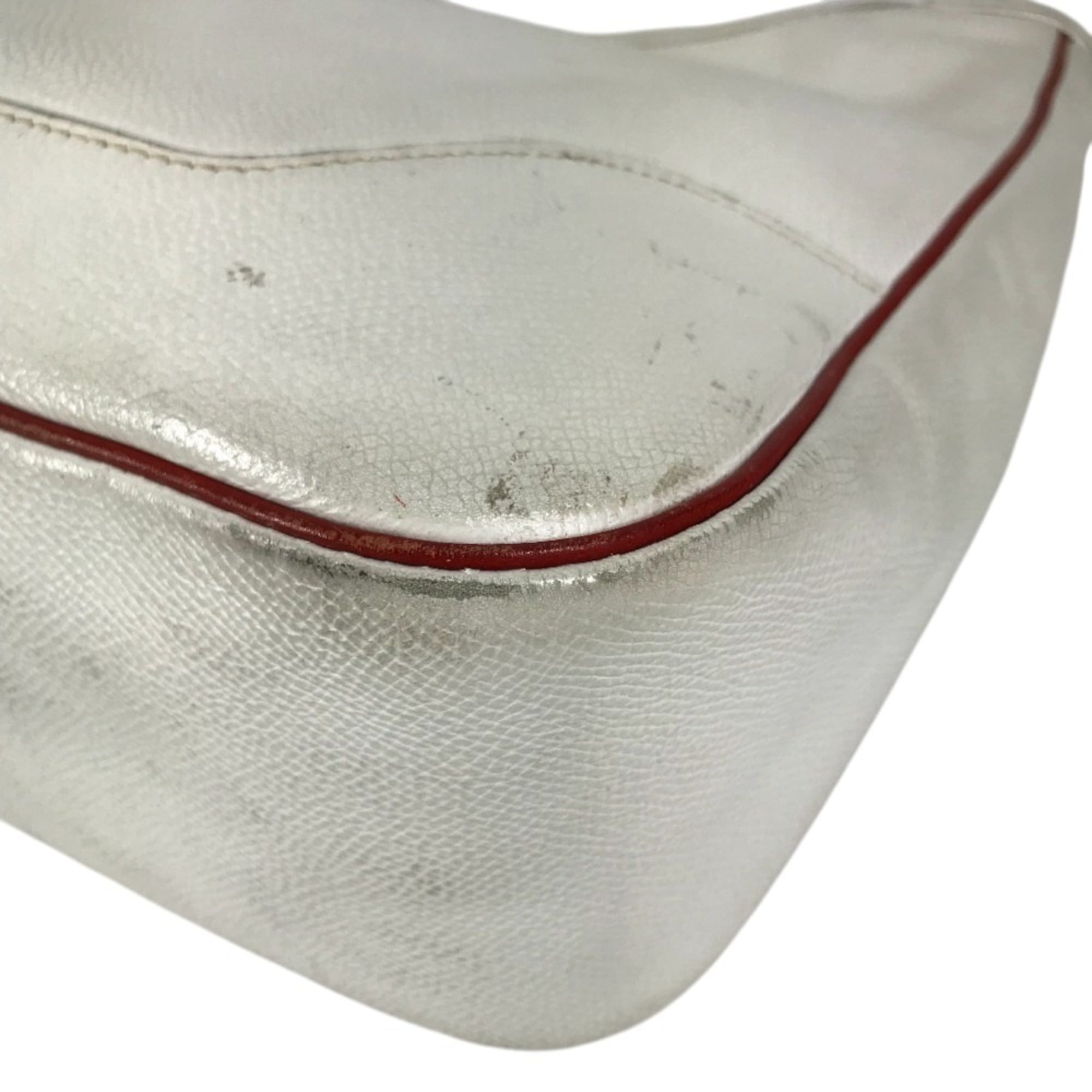 Hermes Red Color White Leather Shoulder Bag Tote Bag (Pre-Owned)