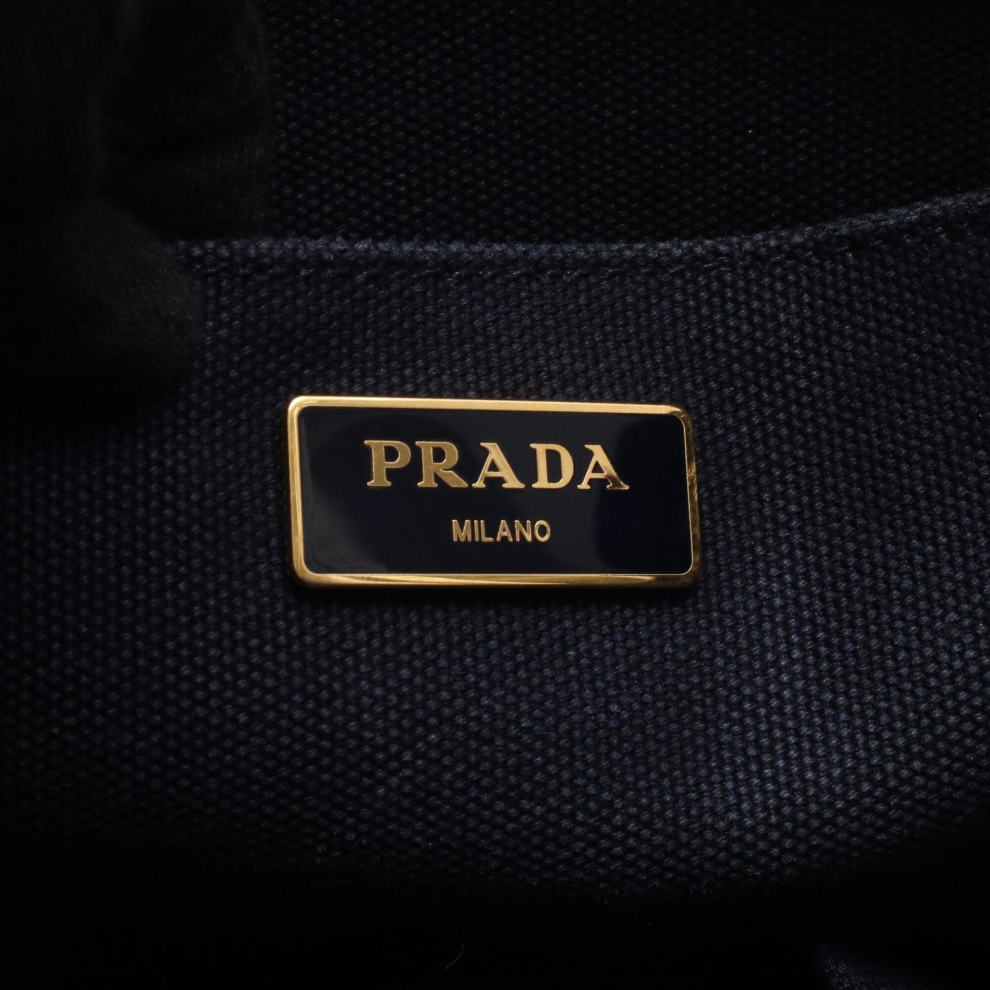 Prada Navy Canvas Handbag Tote Bag (Pre-Owned)