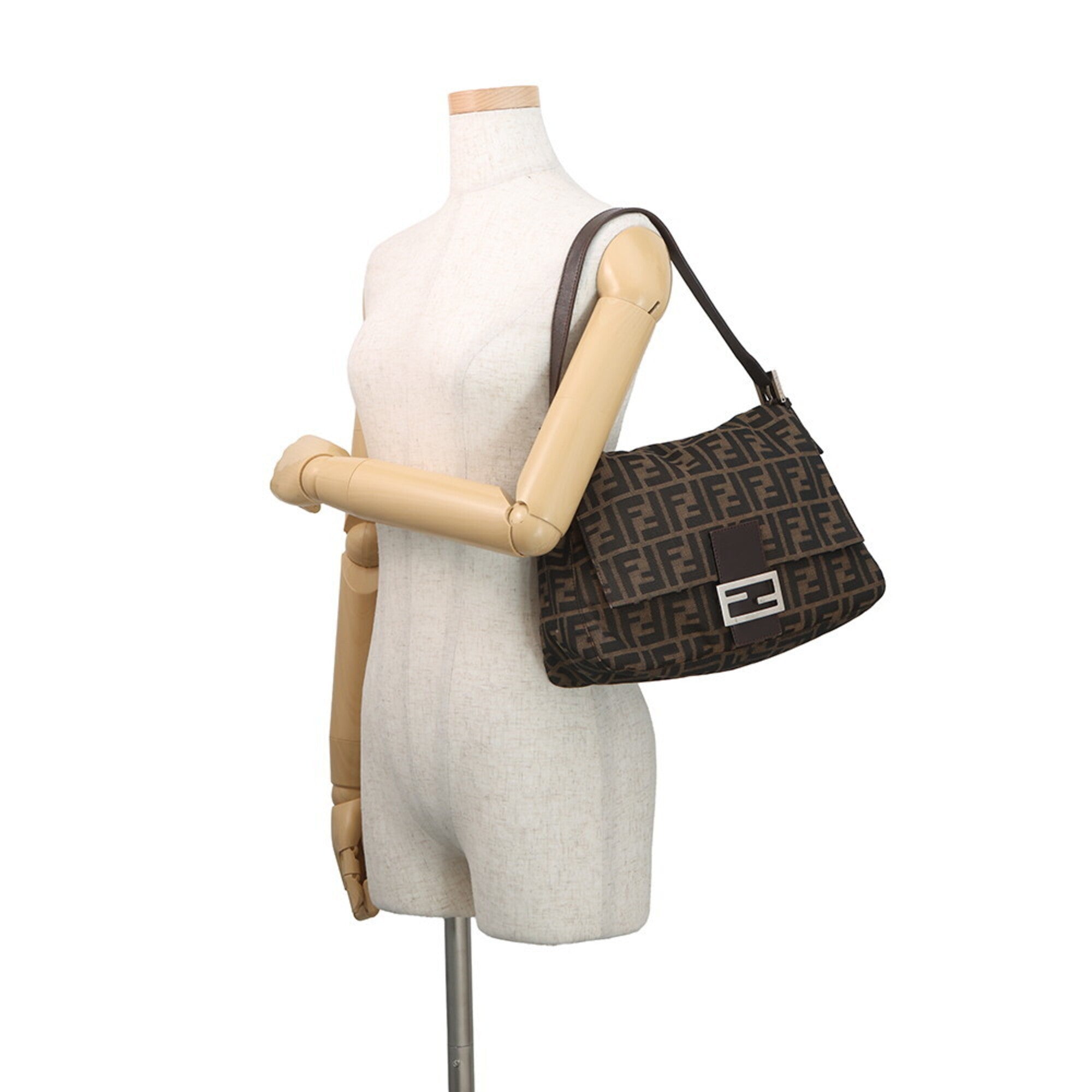 Fendi Brown Zucca Handbag Shoulder Bag (Pre-Owned)