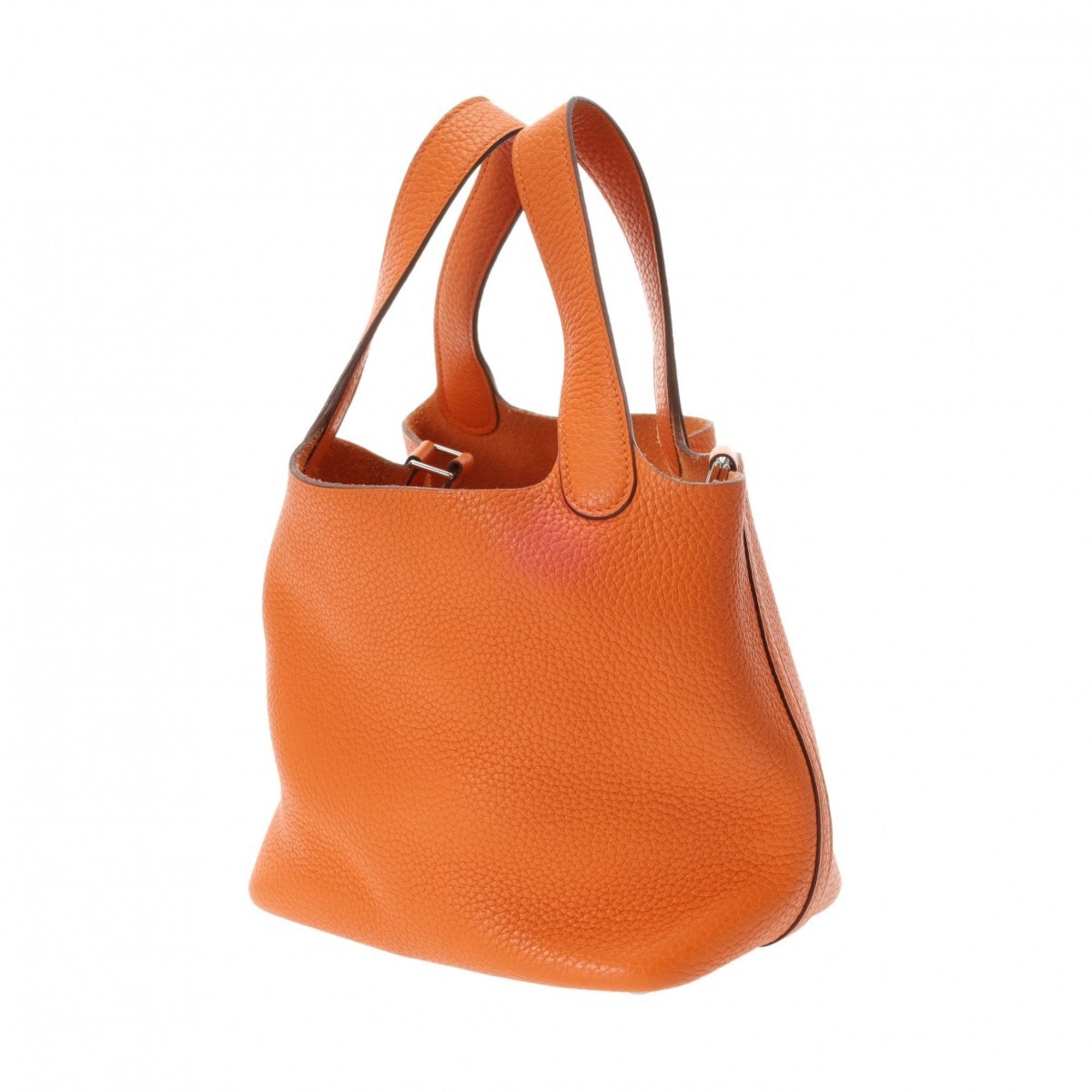 Hermes Orange Taurillon Clemence Leather Handbag (Pre-Owned)
