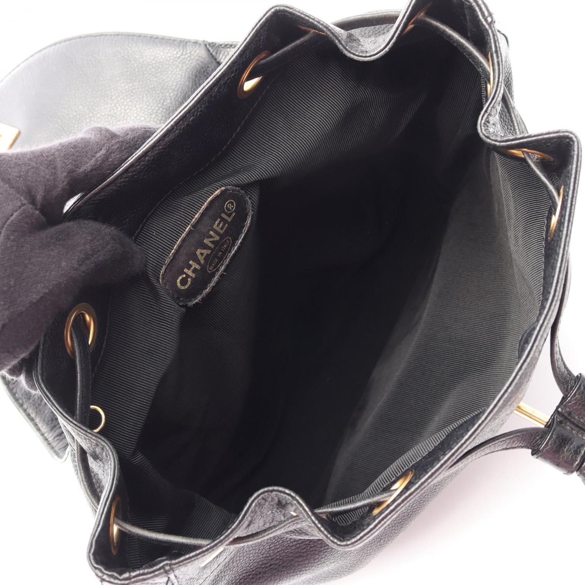 Chanel Black Grained Calfskin Backpack Handbag (Pre-Owned)