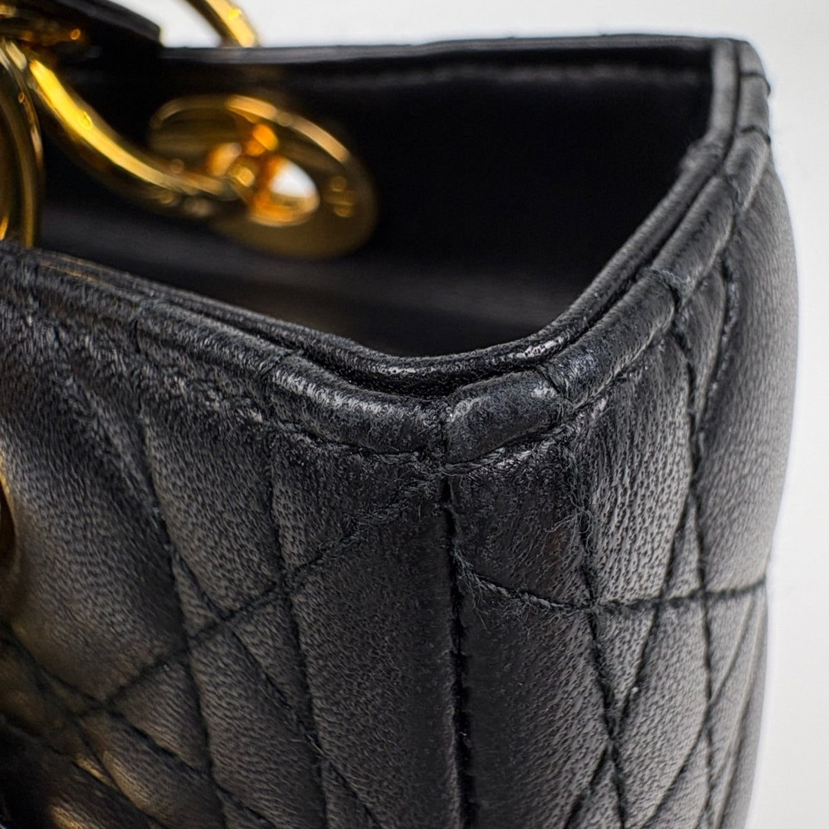 Christian Dior Lady Dior Black Leather Handbag (Pre-Owned)
