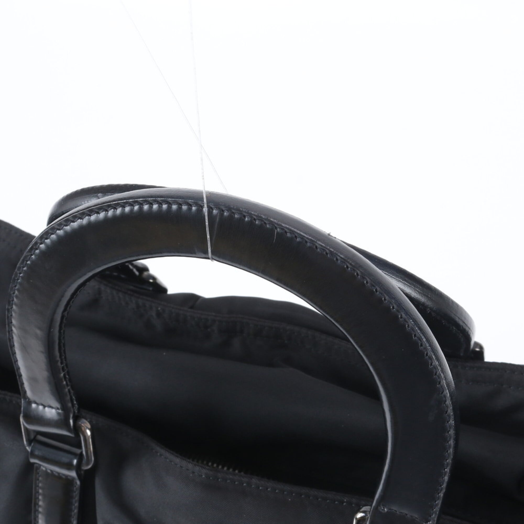 Prada Black White Nylon Leather Handbag (Pre-Owned)