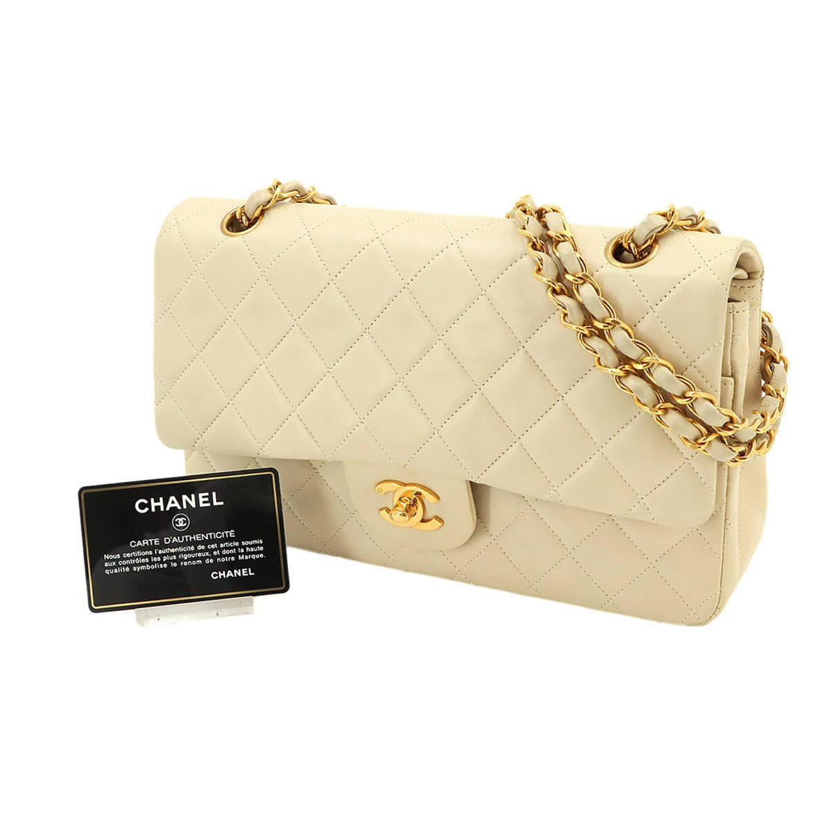 Chanel Beige Leather Handbag Shoulder Bag (Pre-Owned)