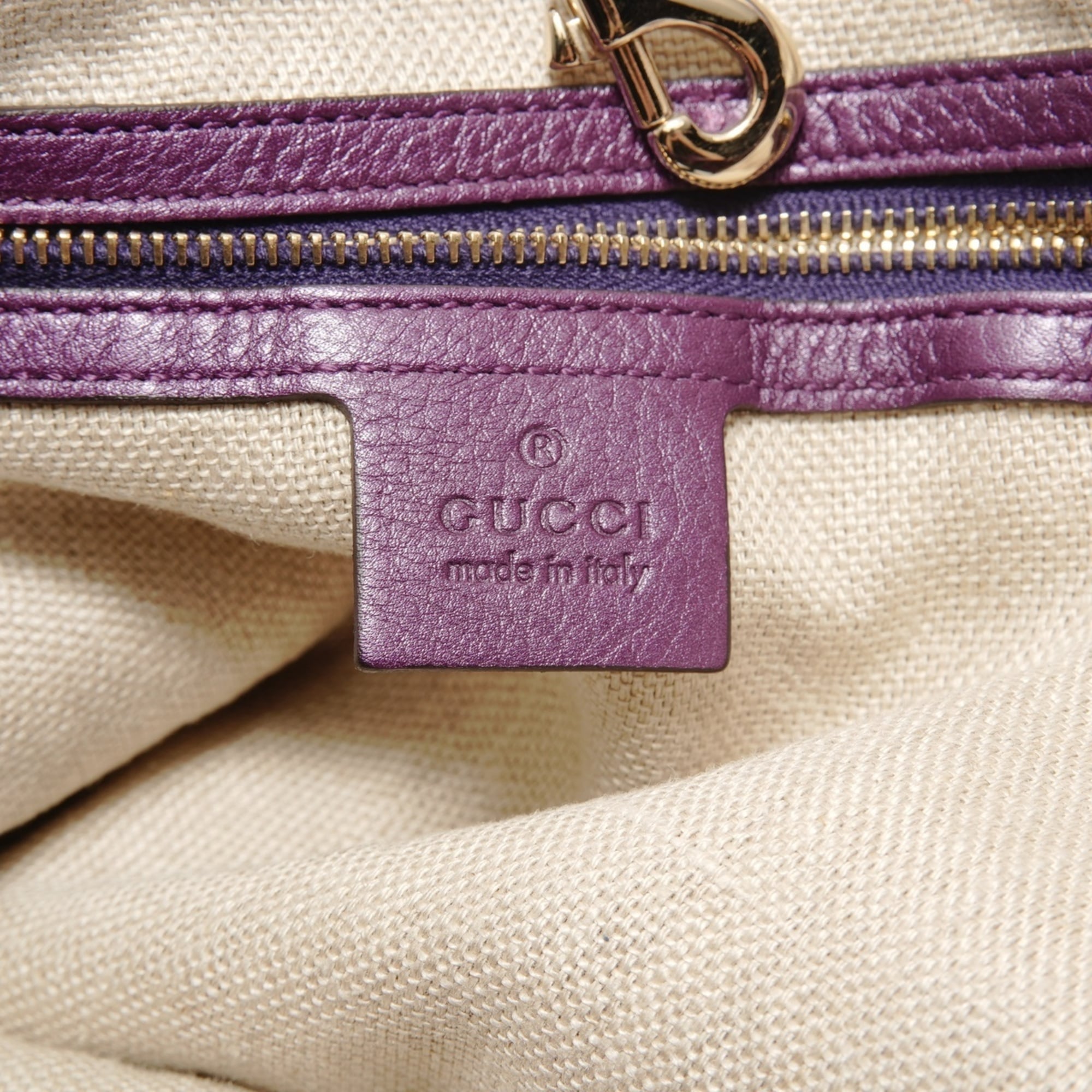 Gucci Purple Leather Tote Bag (Pre-Owned)