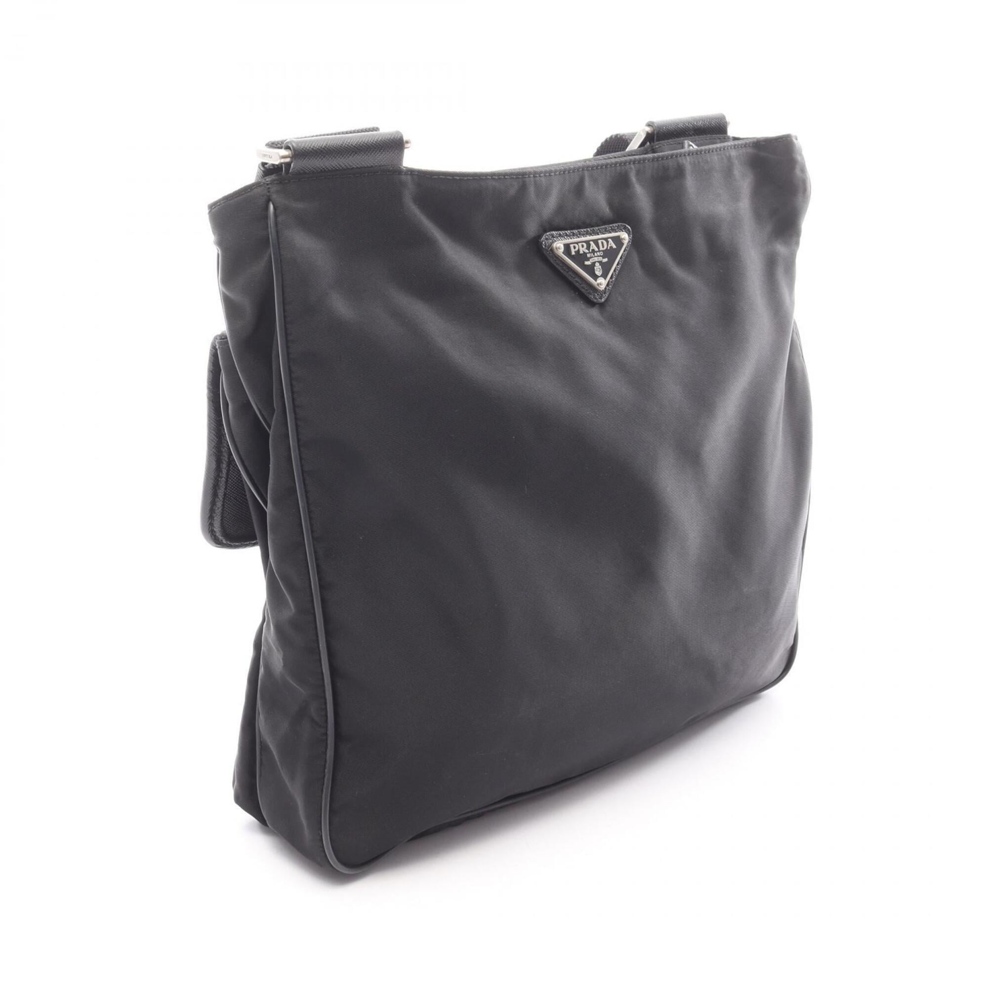 Prada Black Nylon Saffiano Triangle Handbag Shoulder Bag (Pre-Owned)