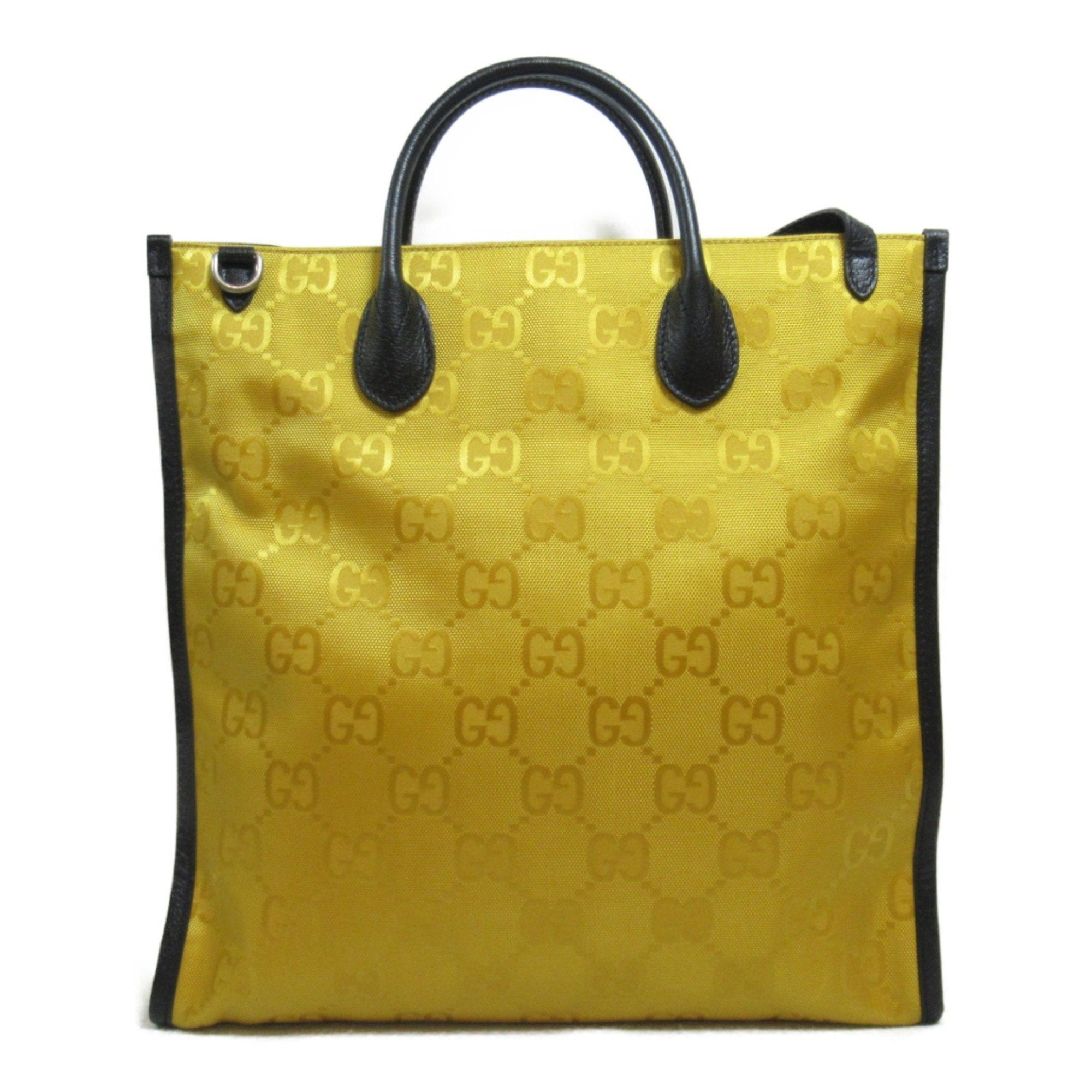 Gucci Black Yellow Leather Nylon Tote Bag