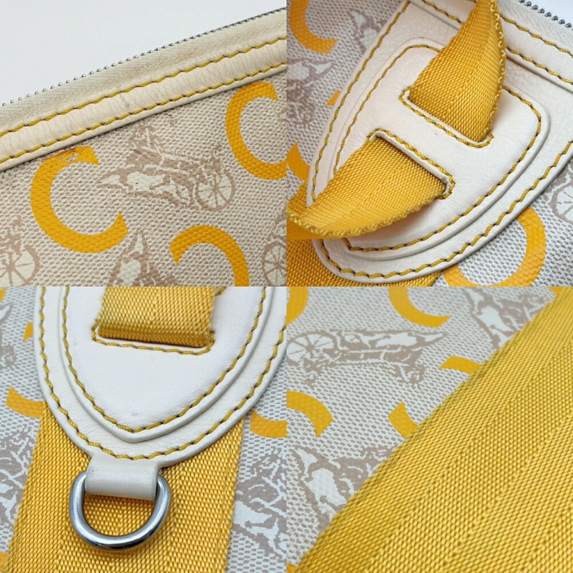 Celine Beige Yellow Canvas Pvc Leather Pochette Shoulder Bag (Pre-Owned)