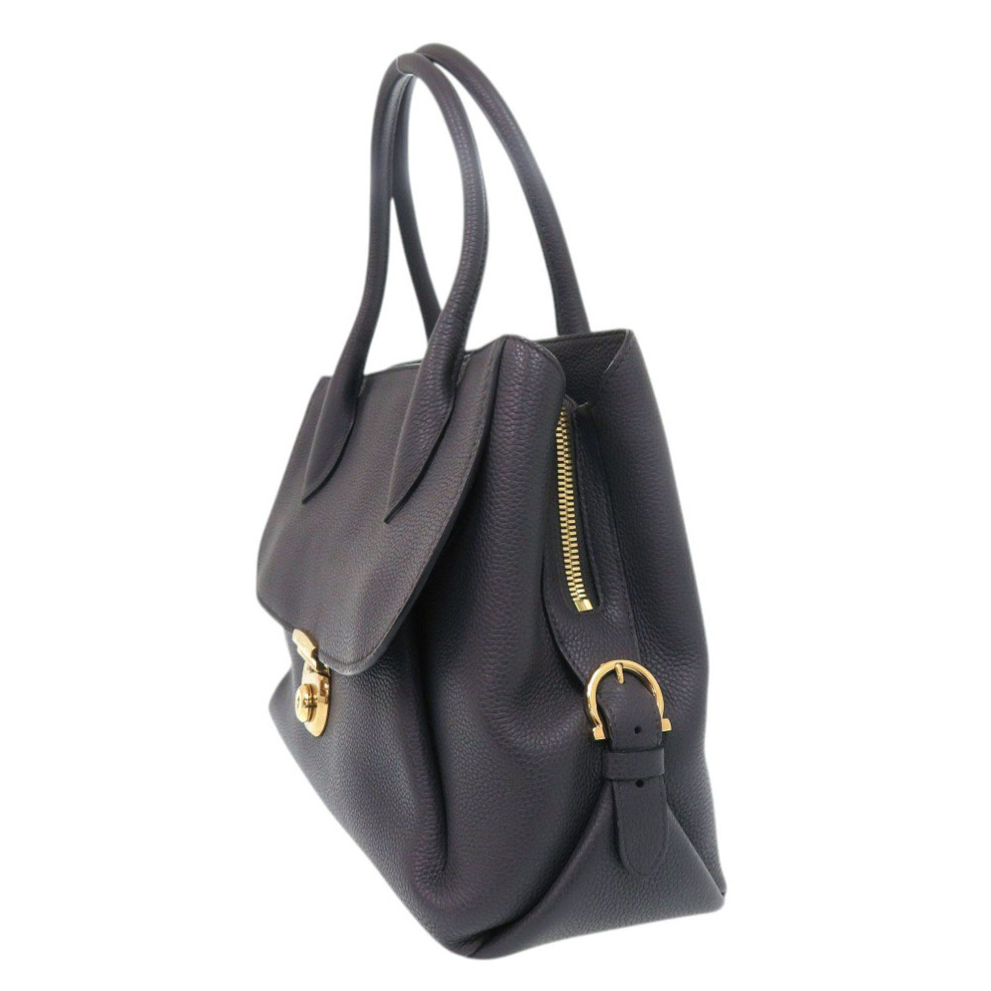 Salvatore Ferragamo Gray Leather Tote Bag (Pre-Owned)