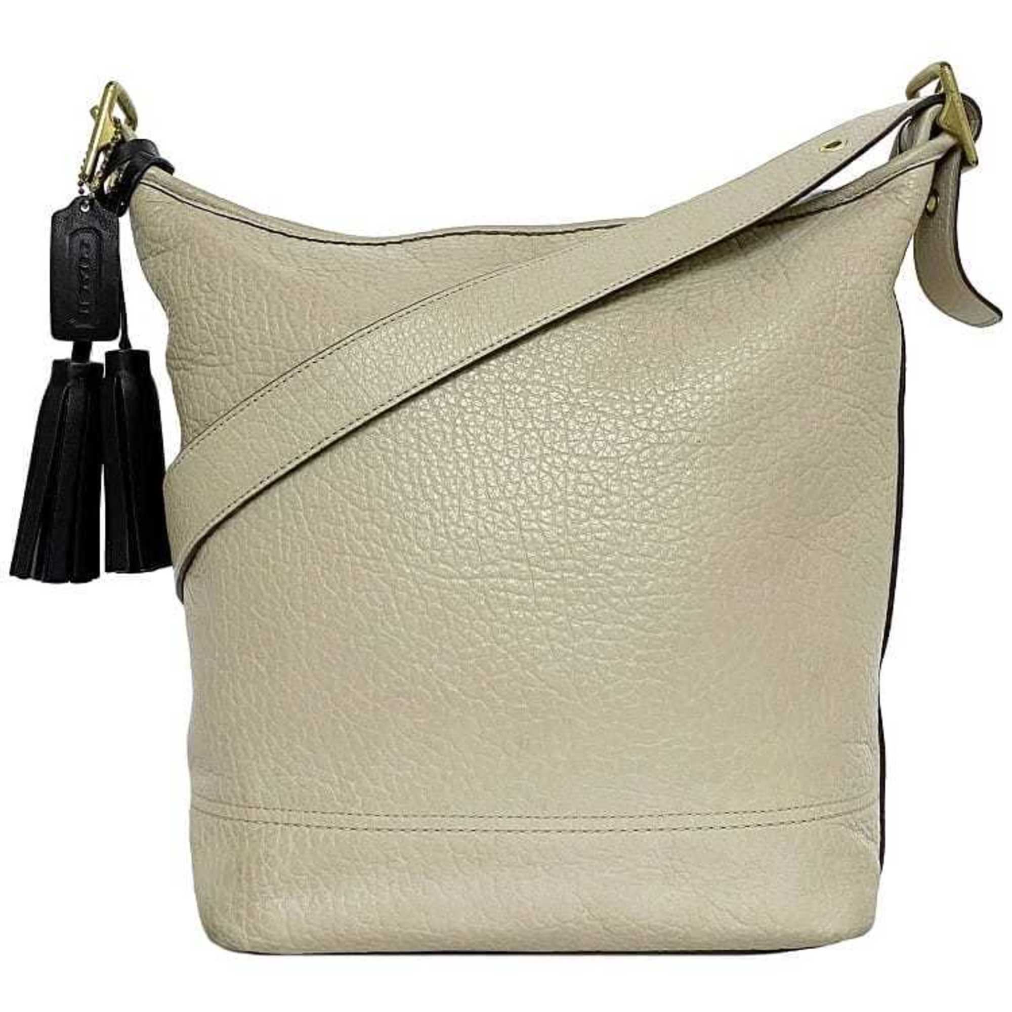 Coach Beige Leather Shoulder Bag (Pre-Owned)
