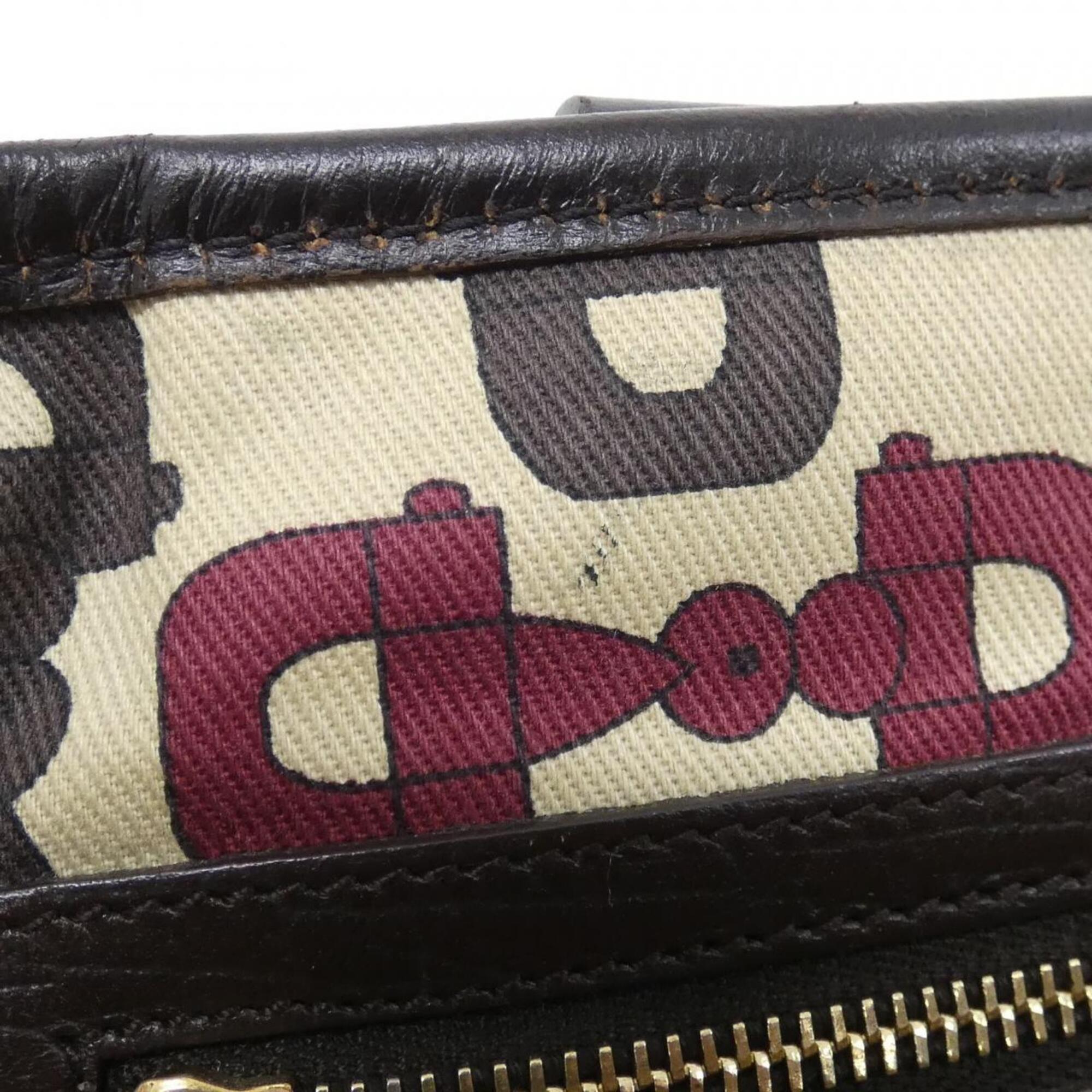 Gucci Beige Brown Gg Canvas Handbag (Pre-Owned)