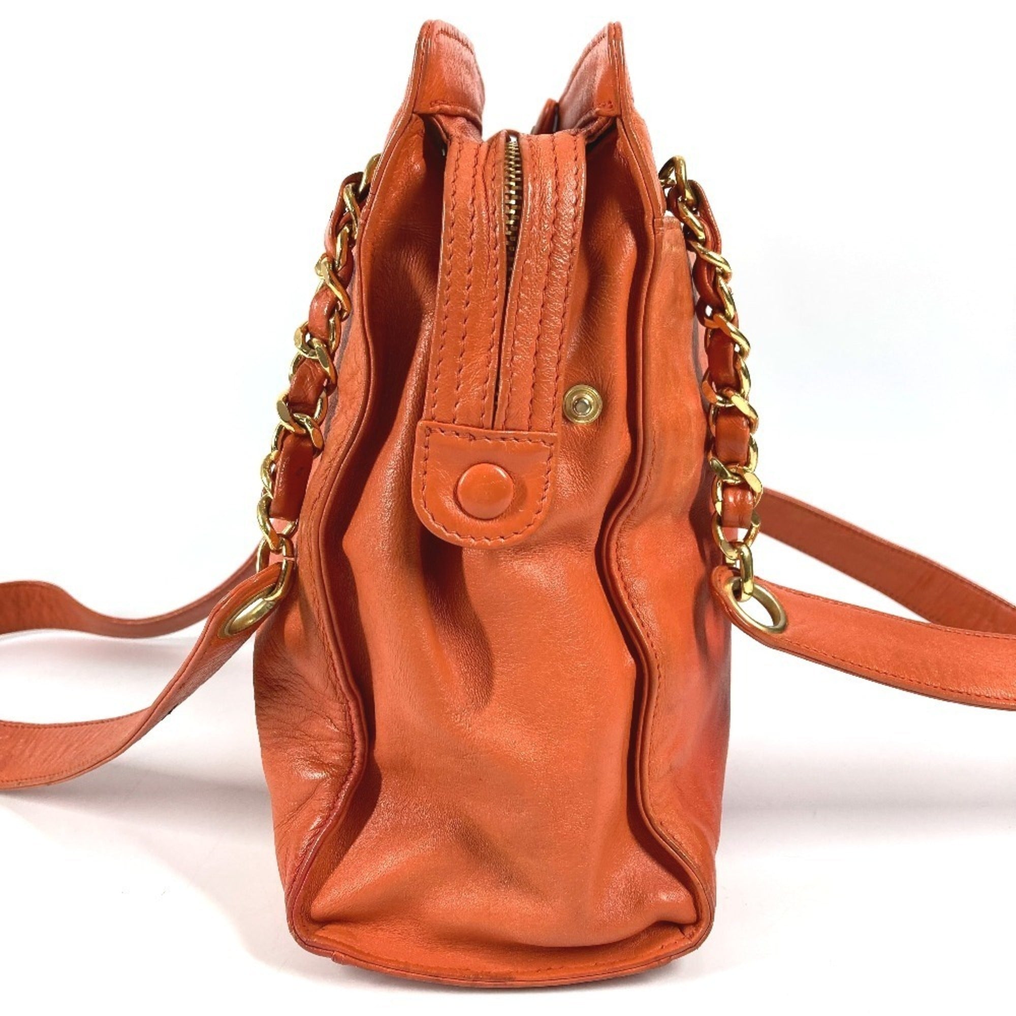 Chanel Orange Leather Shoulder Bag Tote Bag (Pre-Owned)
