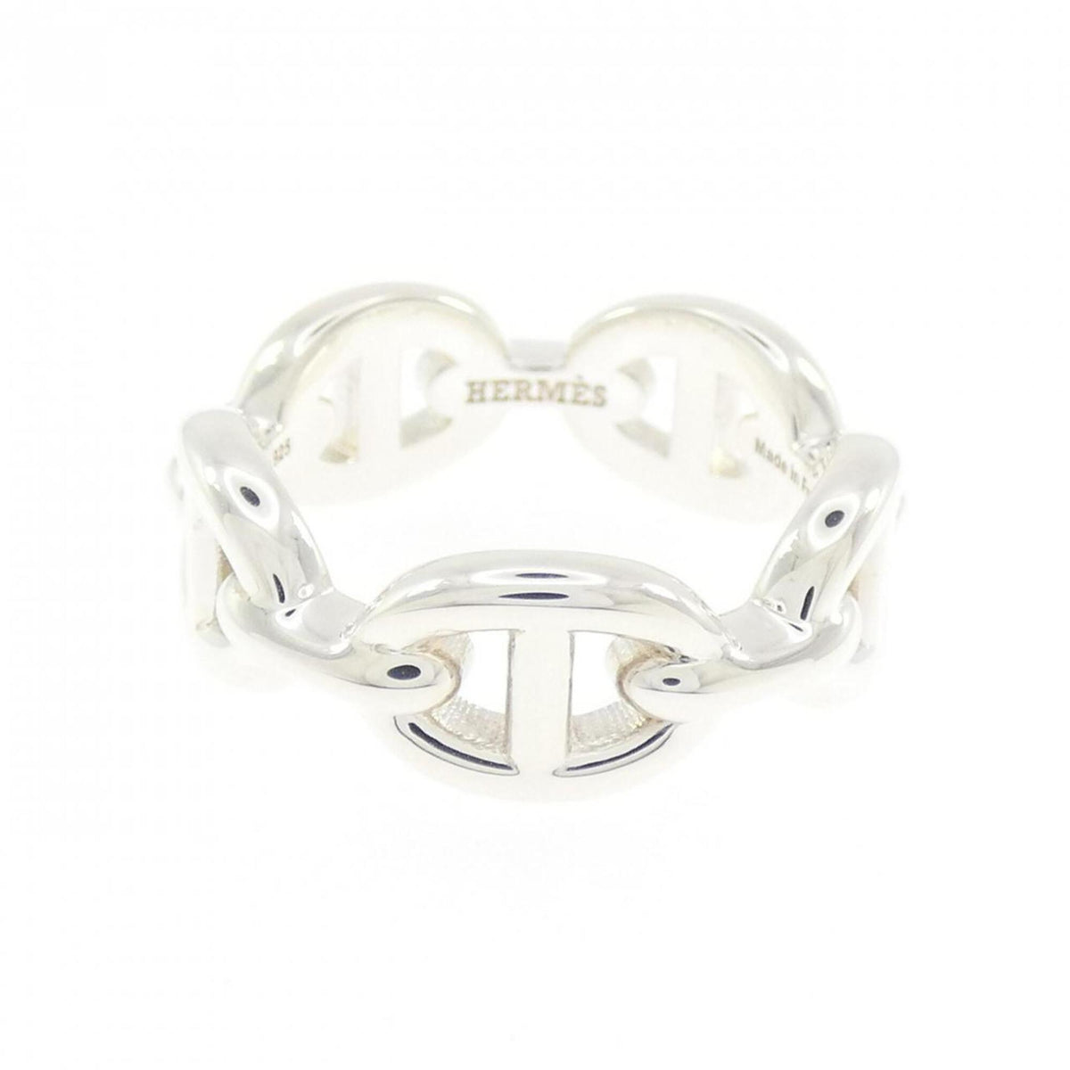 Hermes Silver Silver 925 Band Ring (Pre-Owned)