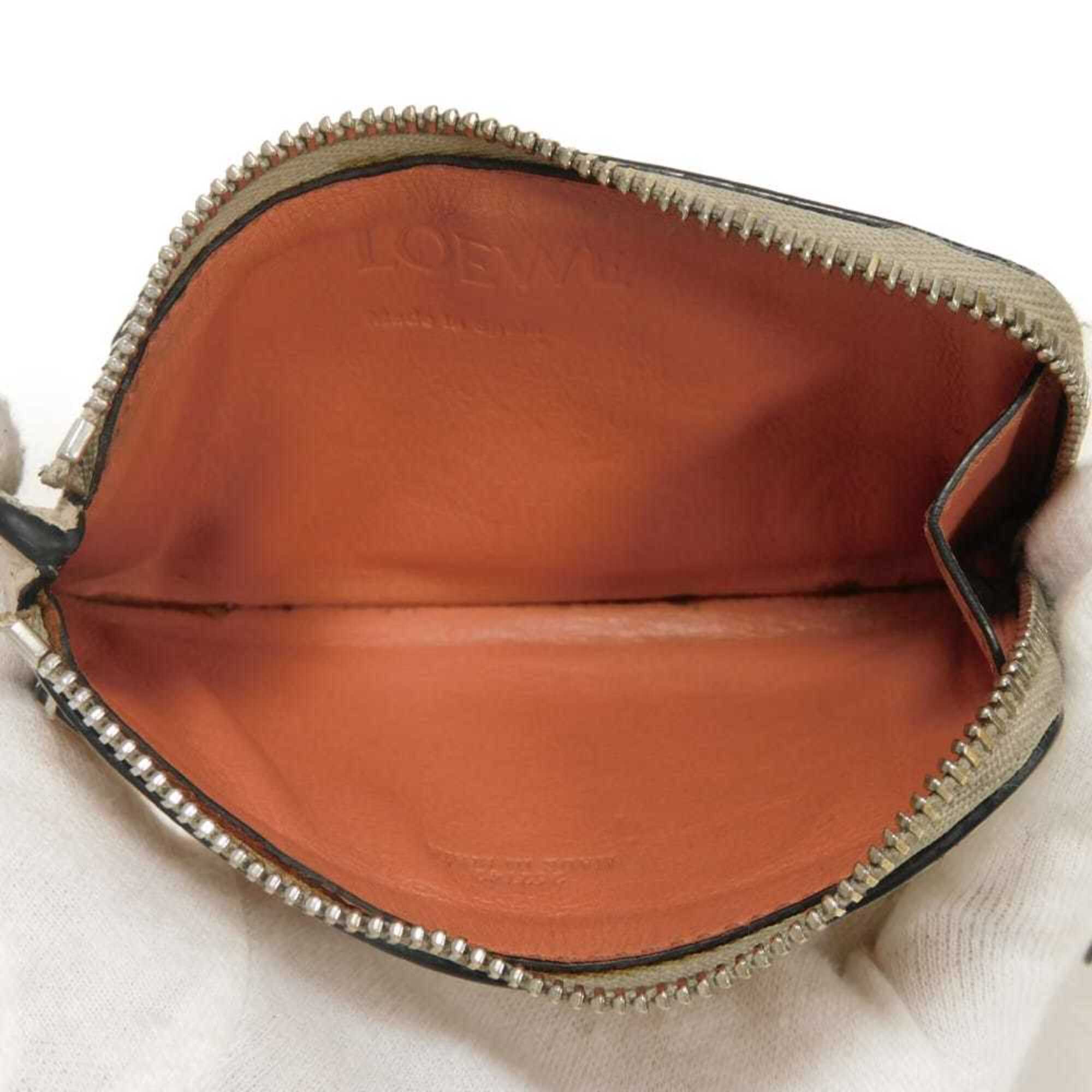 Loewe Gray Leather Coin Purse/Coin Case (Pre-Owned)