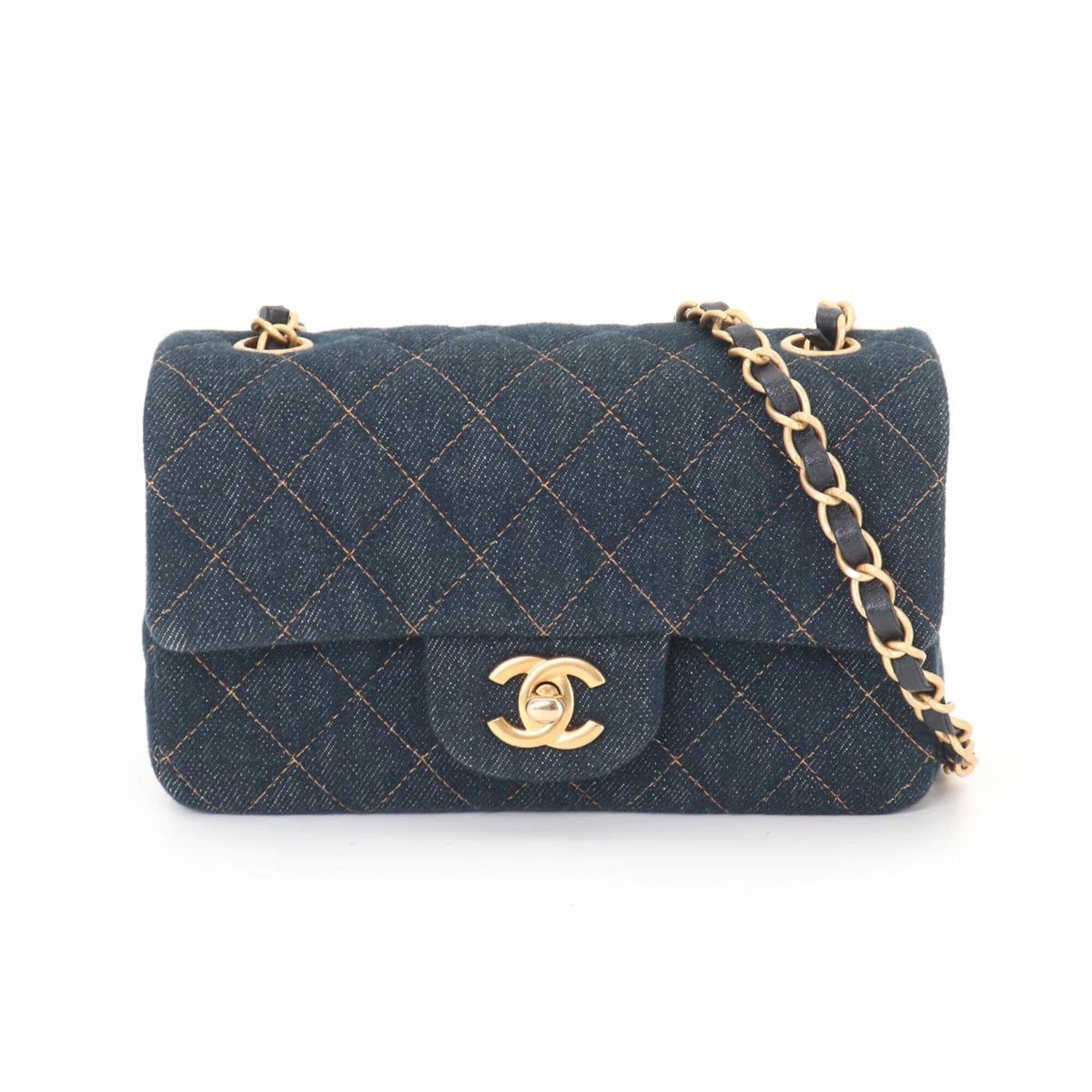 Chanel Dark Blue Denim Handbag Shoulder Bag (Pre-Owned)