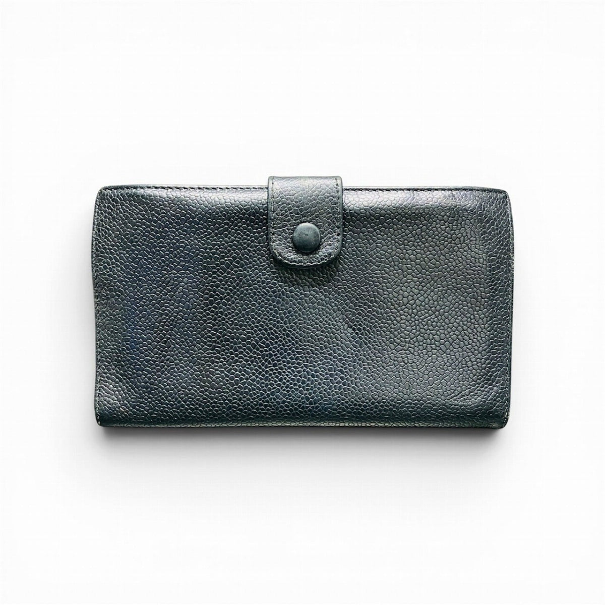 Chanel Black Grained Calfskin Wallet (Bi-Fold) (Pre-Owned)